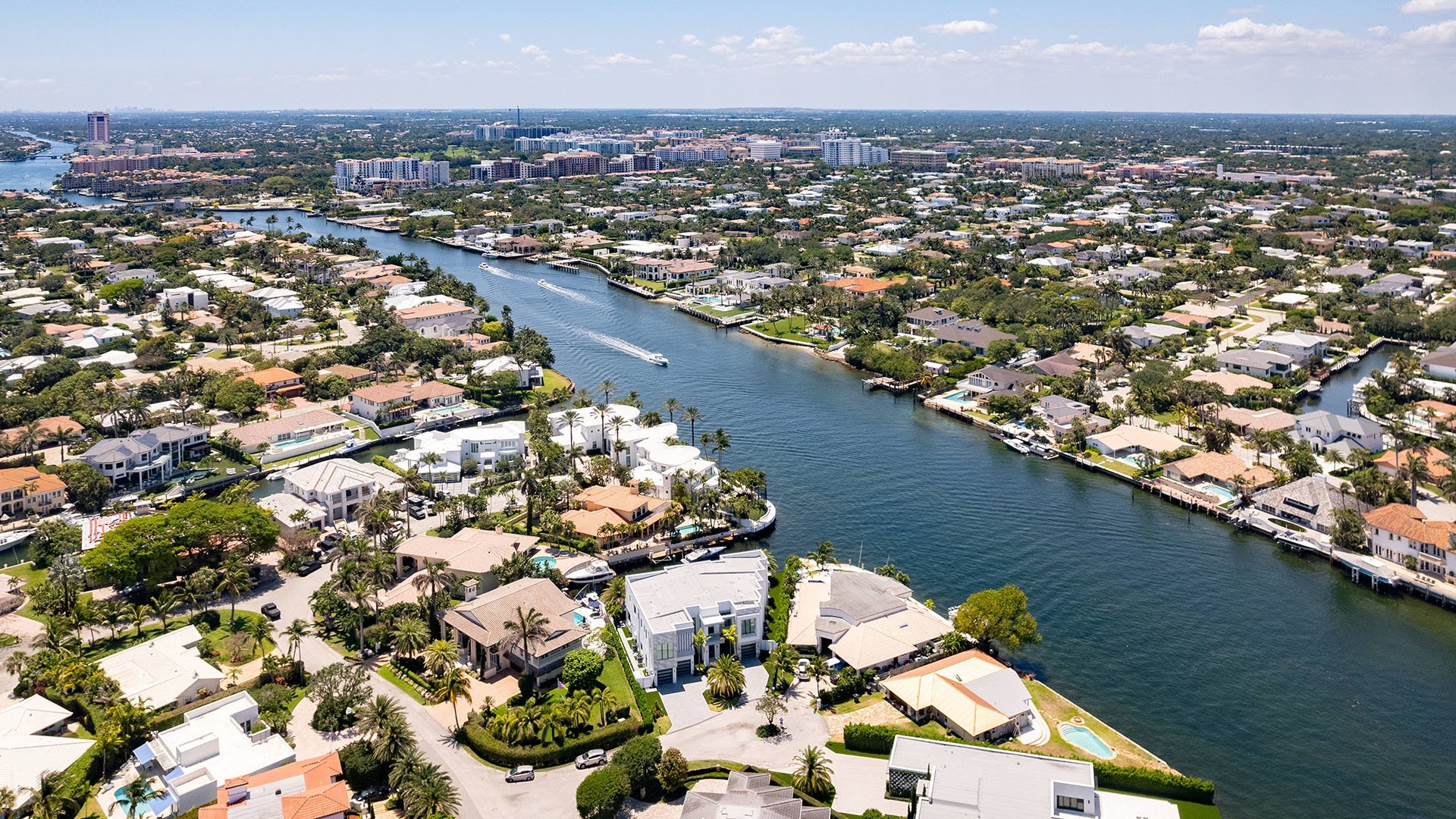 749 Bamboo Dr Boca Raton aerial view of Sun and Surf waterfront homes in South Florida, showcasing luxury and ultra luxury resale coastal real estate and condos near the Intracoastal Waterway, Boca Raton, Florida.
