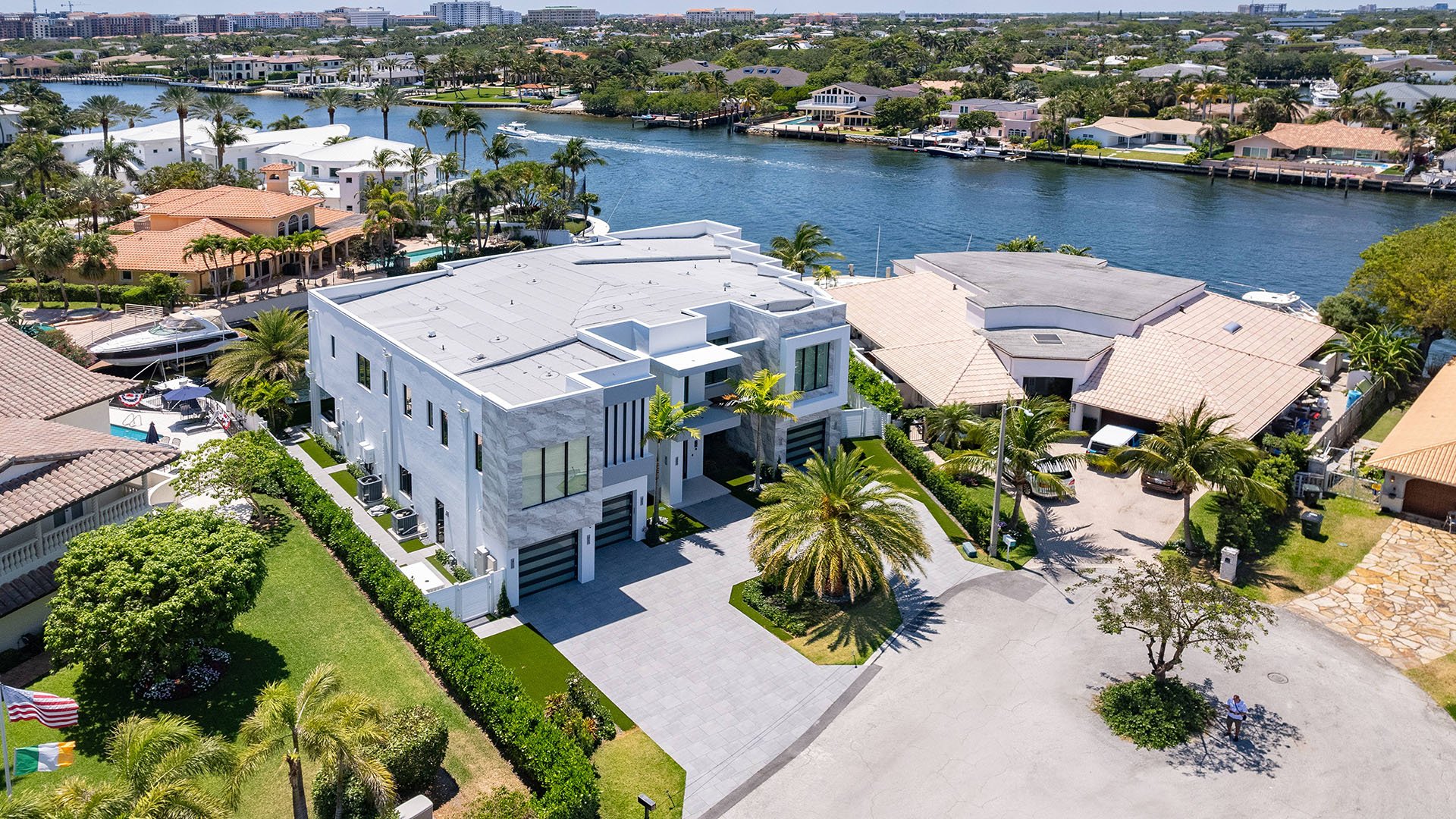 749 Bamboo Dr Boca Raton aerial view of luxury waterfront home site, showcasing luxury and ultra luxury resale Sun and Surf estate living beyond condos, Boca Raton, Florida.