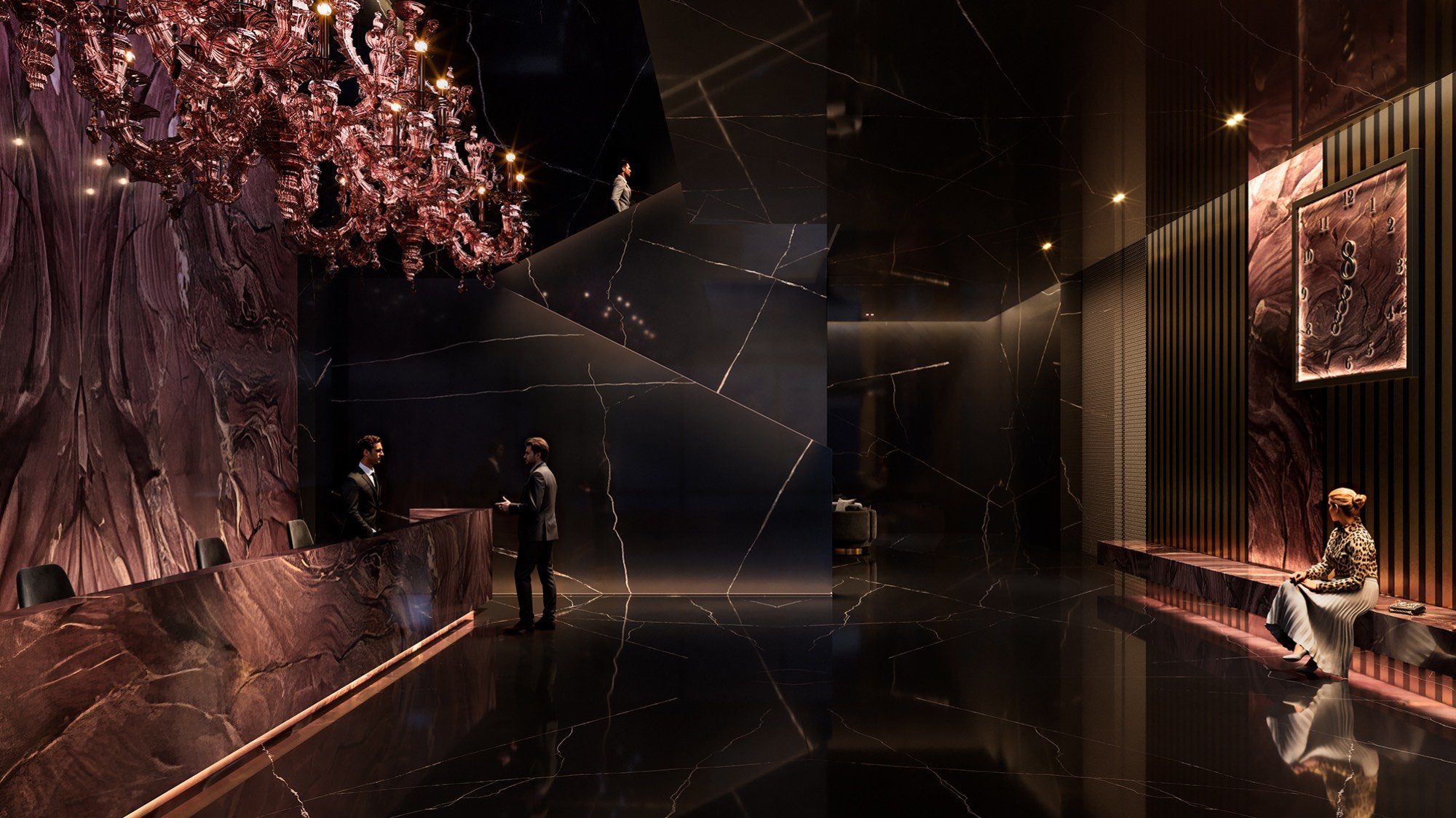 888 Brickell Residences hotel‑style lobby interaction, Brickell Miami, grand reception for ultra luxury and luxury condos, preconstruction.