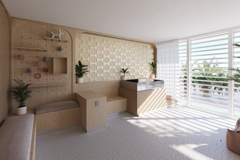 9900 West, Bay Harbor Islands pet‑friendly interior with built‑ins and durable finishes, luxury and ultra luxury condos; preconstruction. Featuring modern design and space.