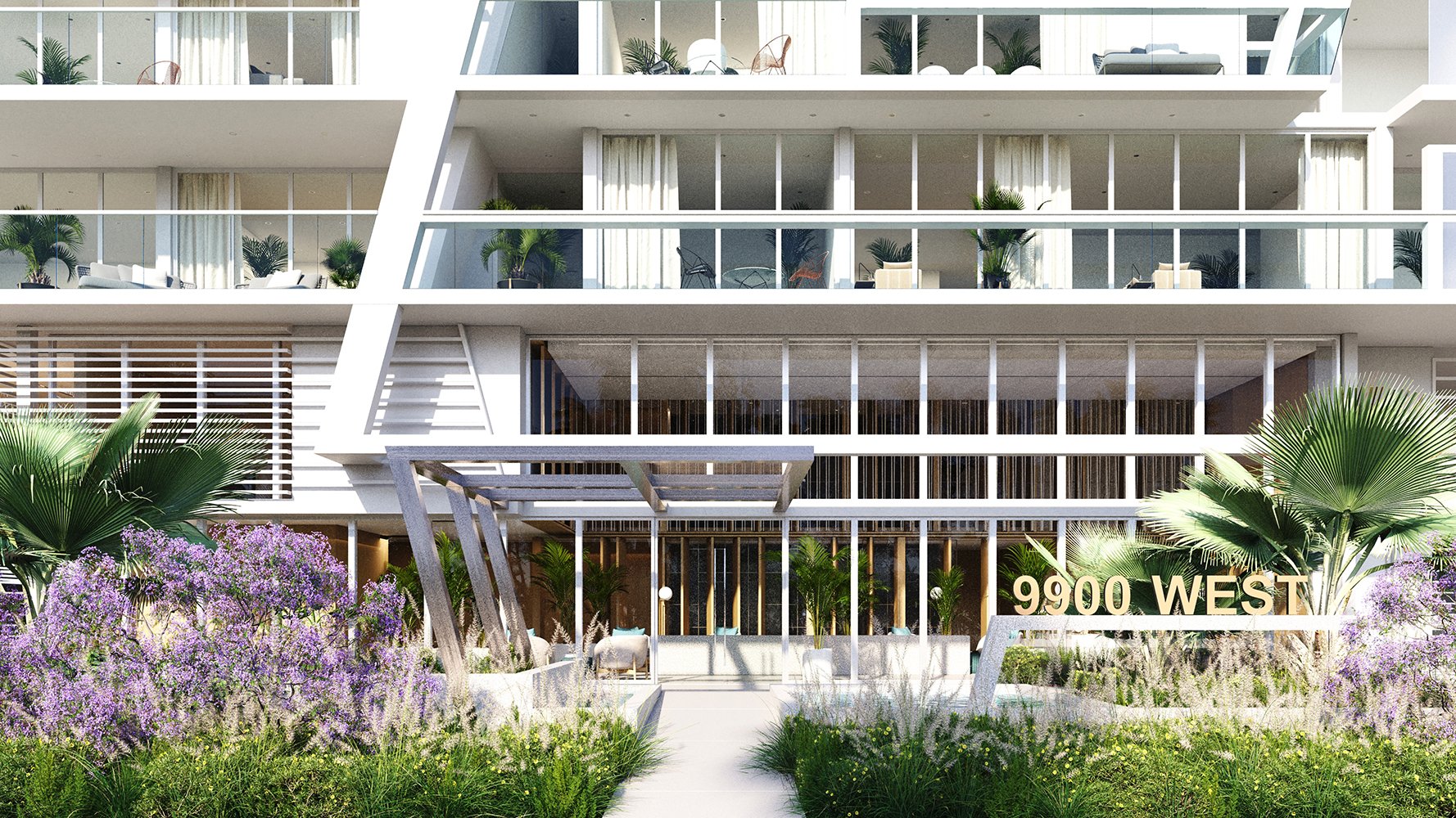 9900 West, Bay Harbor Islands modern residential architecture on the water—Miami enclave of luxury and ultra luxury condos; boutique preconstruction.