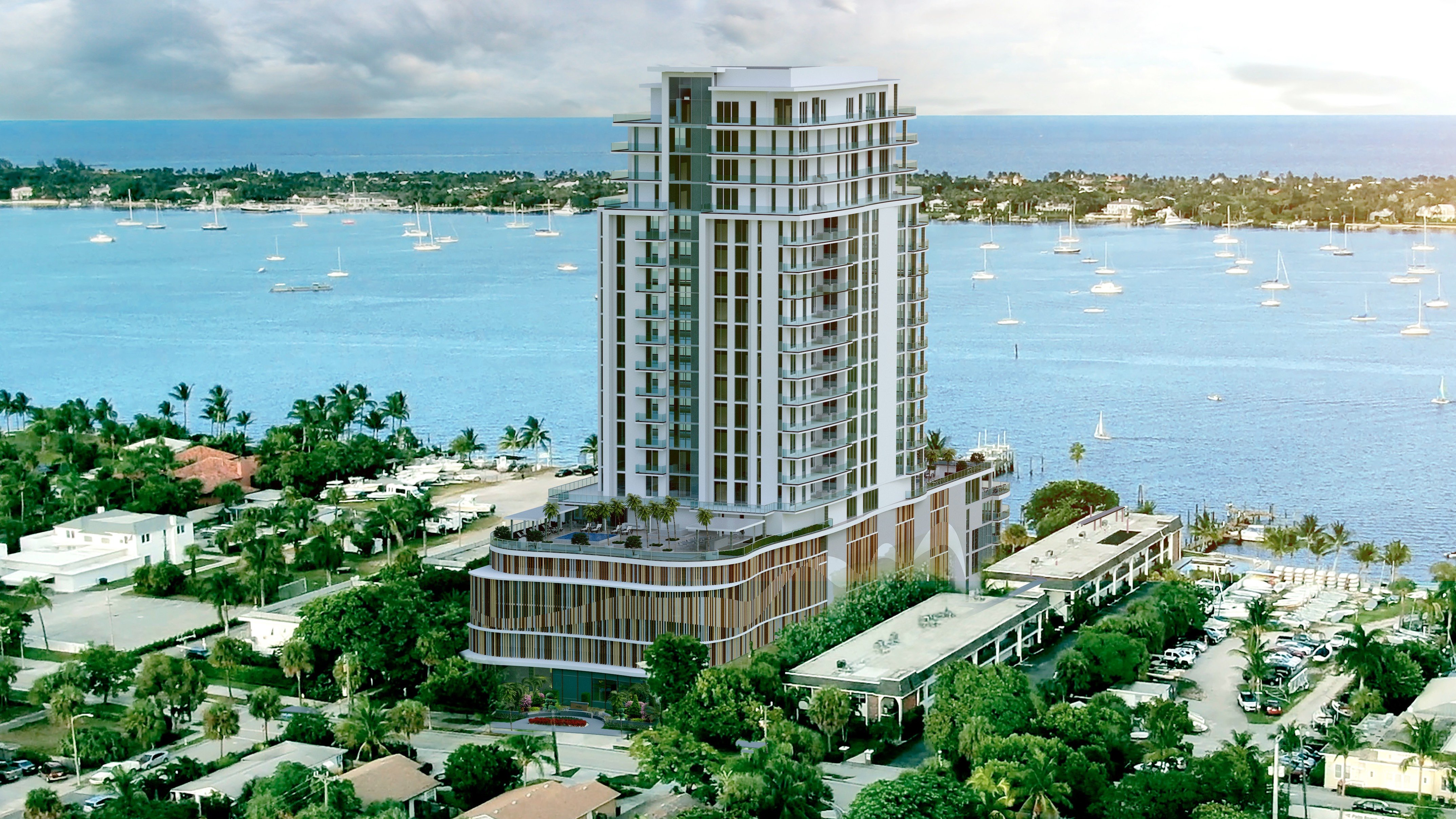 ALBA Palm Beach, West Palm Beach beachfront high‑rise view over the Atlantic and Intracoastal, boutique tower of luxury and ultra luxury condos; preconstruction.