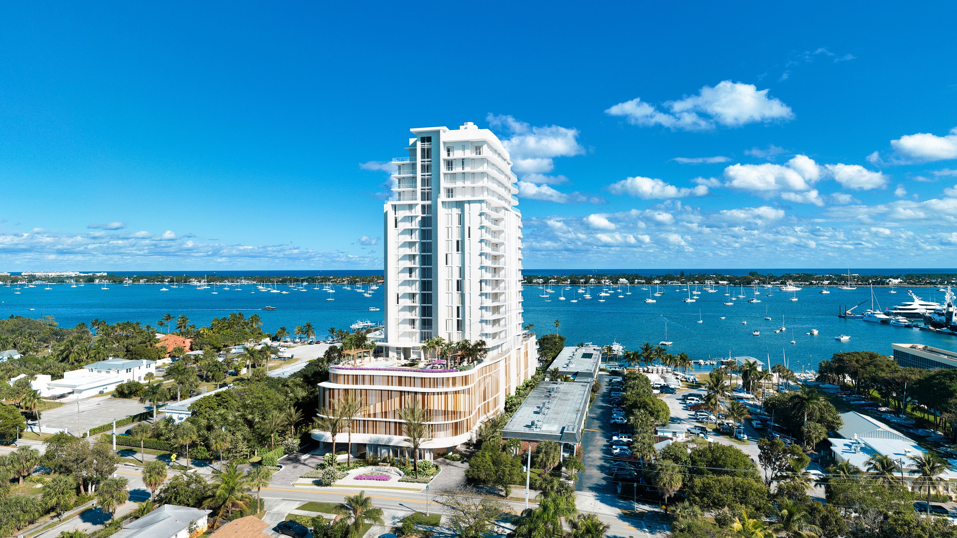 ALBA Palm Beach, West Palm Beach waterfront building with sailboats on the Intracoastal, boutique luxury and ultra luxury condos; preconstruction. Featuring modern.