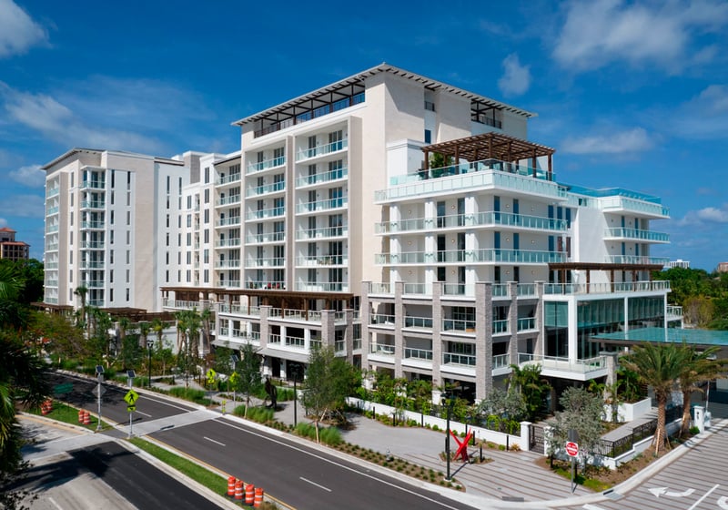 ALINA Residences, Boca Raton modern apartment building exterior, contemporary architecture for luxury and ultra luxury condos; resale.