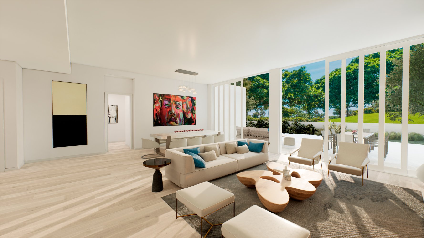 ALINA Residences, Boca Raton modern living room design, curated materials in luxury and ultra luxury condos; resale. Featuring interior.