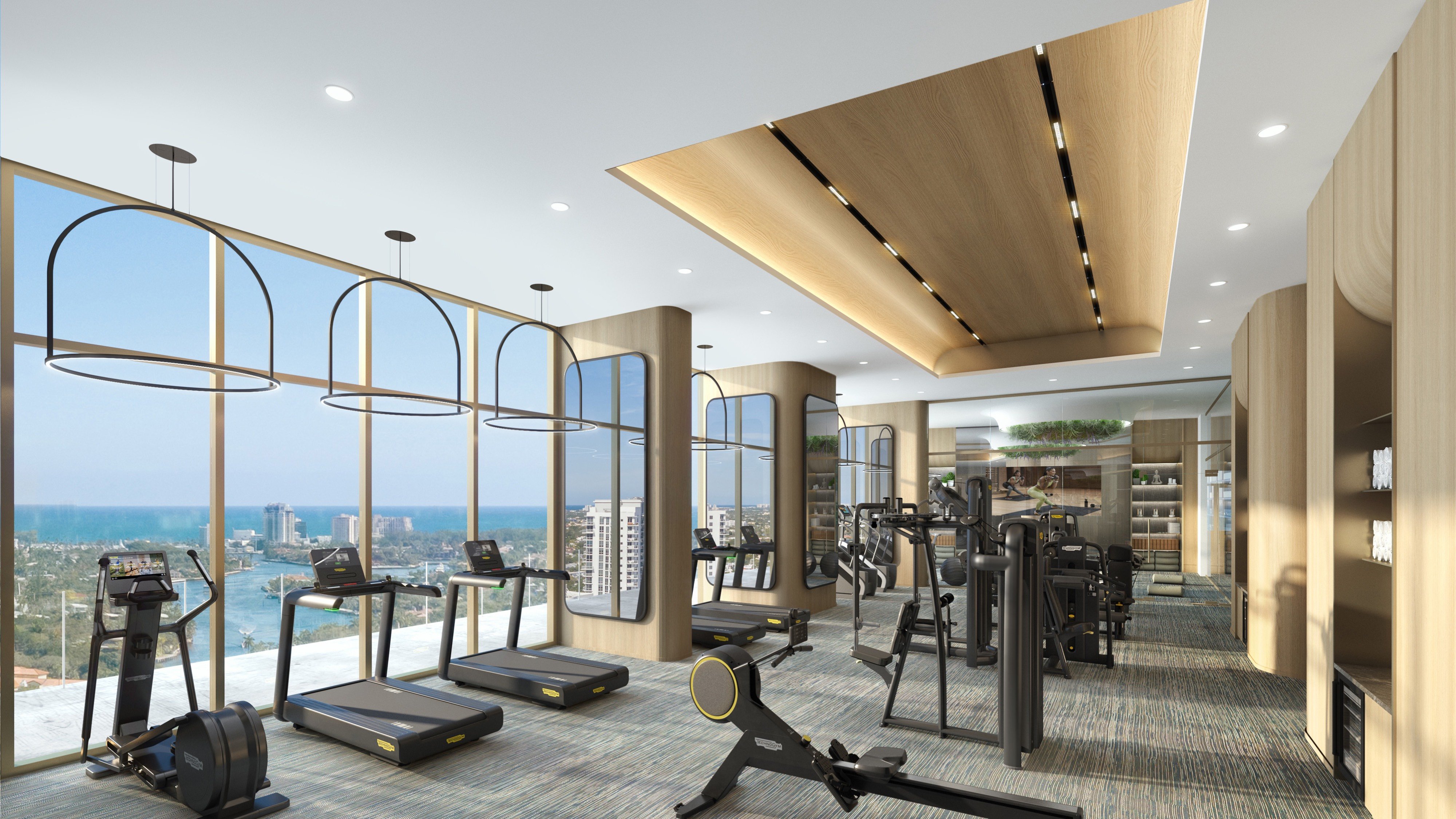 Andare Residences Fort Lauderdale gym with ocean view; luxury fitness for ultra luxury preconstruction condos in Fort Lauderdale.