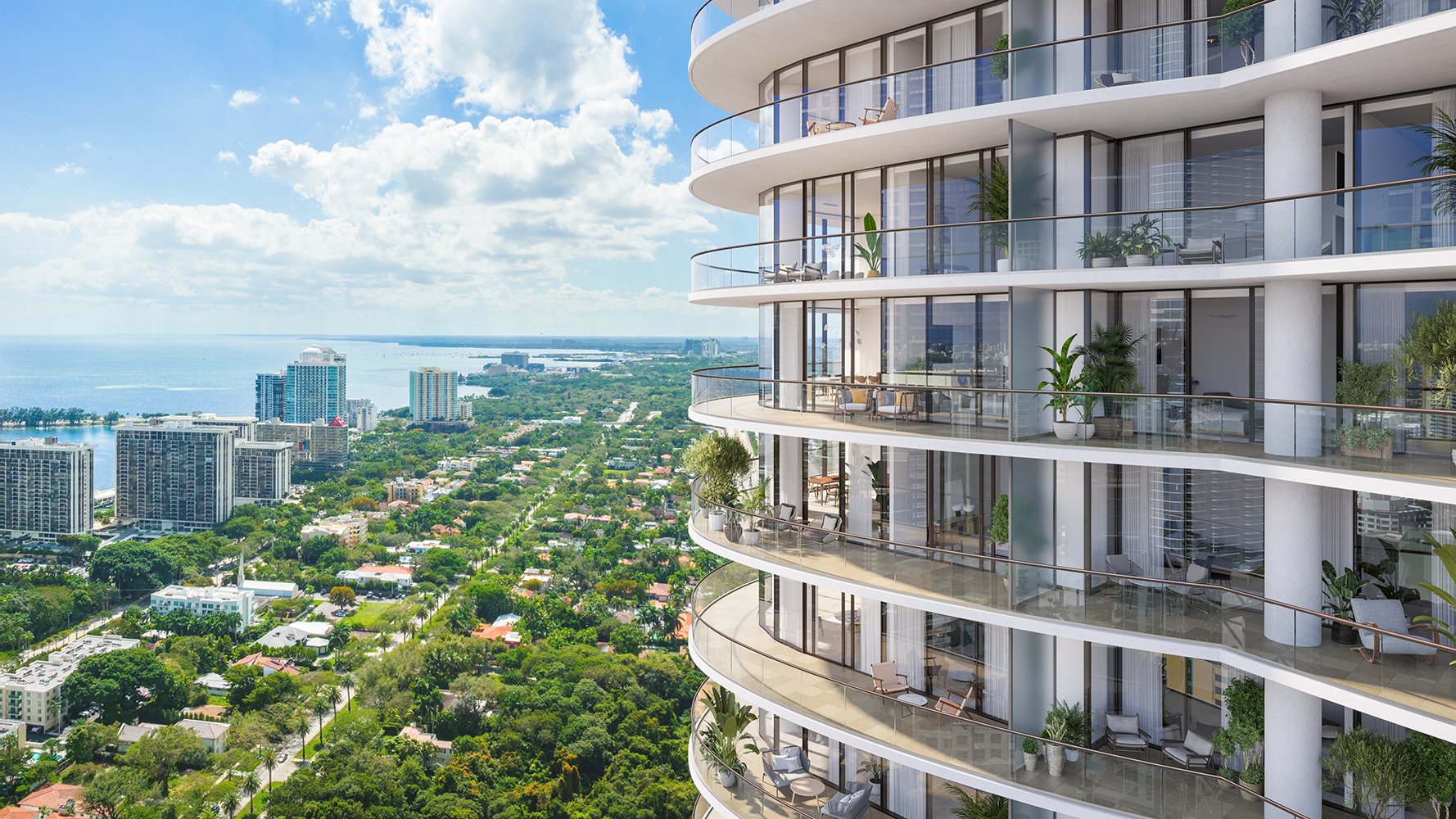 Cipriani Residences Brickell modern high-rise with ocean view; luxury tower for ultra luxury preconstruction condos in Brickell, Miami.