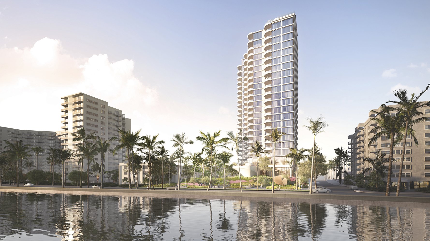 La Clara in West Palm Beach showcasing a modern ultra luxury waterfront condo complex with premium preconstruction residences and scenic coastal views.