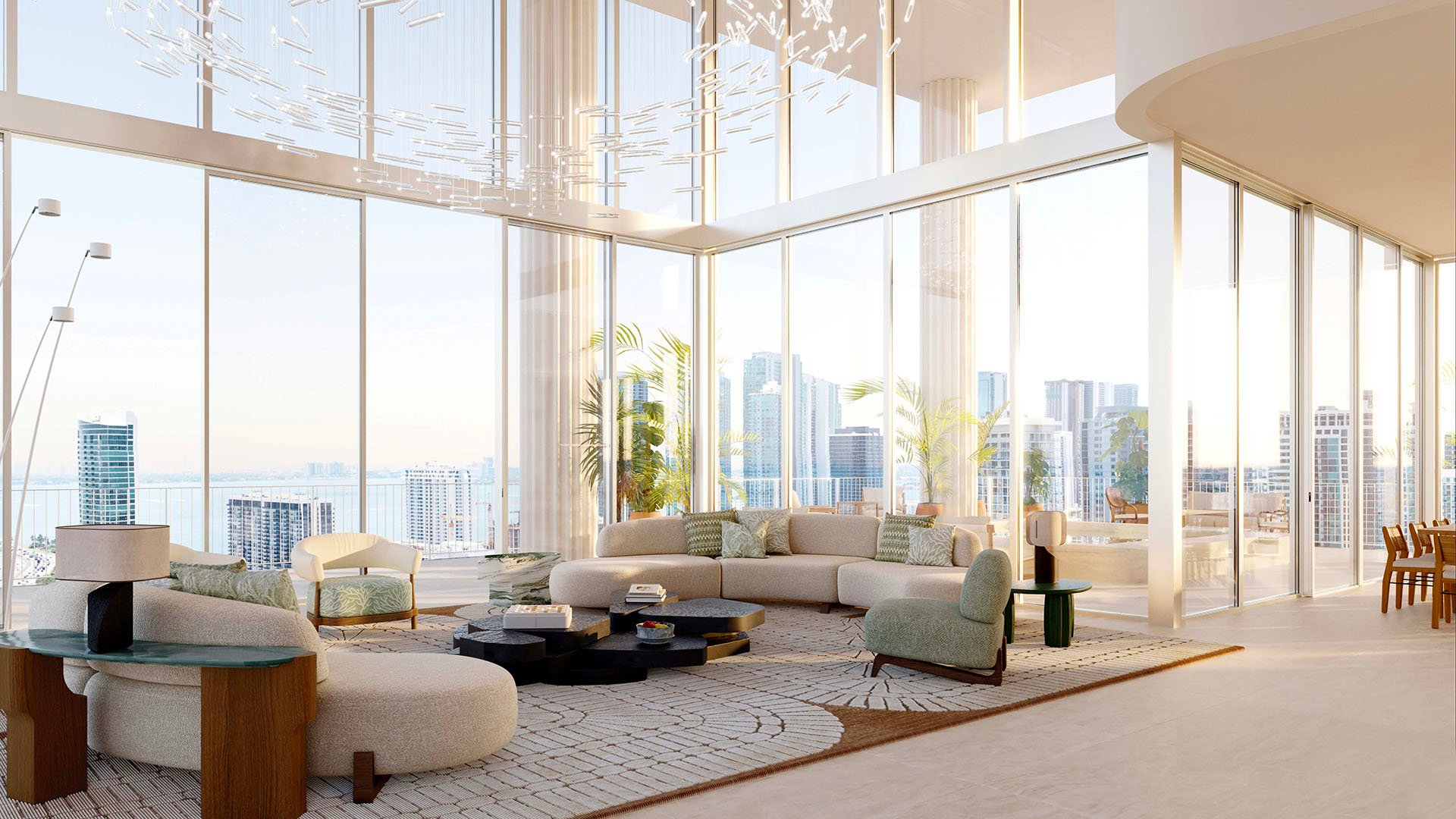 Preconstruction Miami Design Residences in Miami Design District, luxury and ultra luxury condos with a double-height corner living room, terrace access and sweeping skyline views.