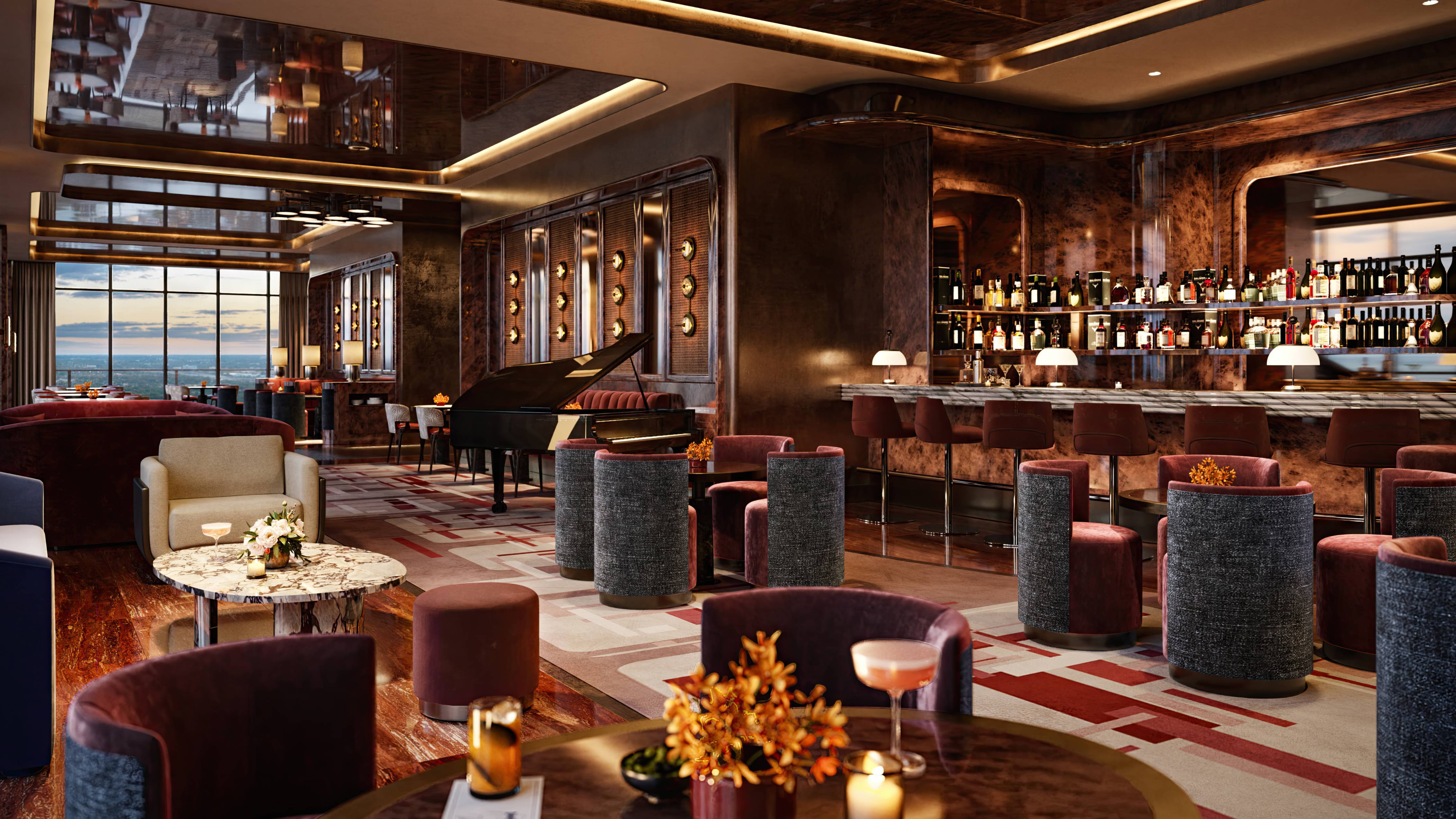Mr. C Residences West Palm Beach luxury restaurant interior, ultra luxury dining amenity for preconstruction condos.