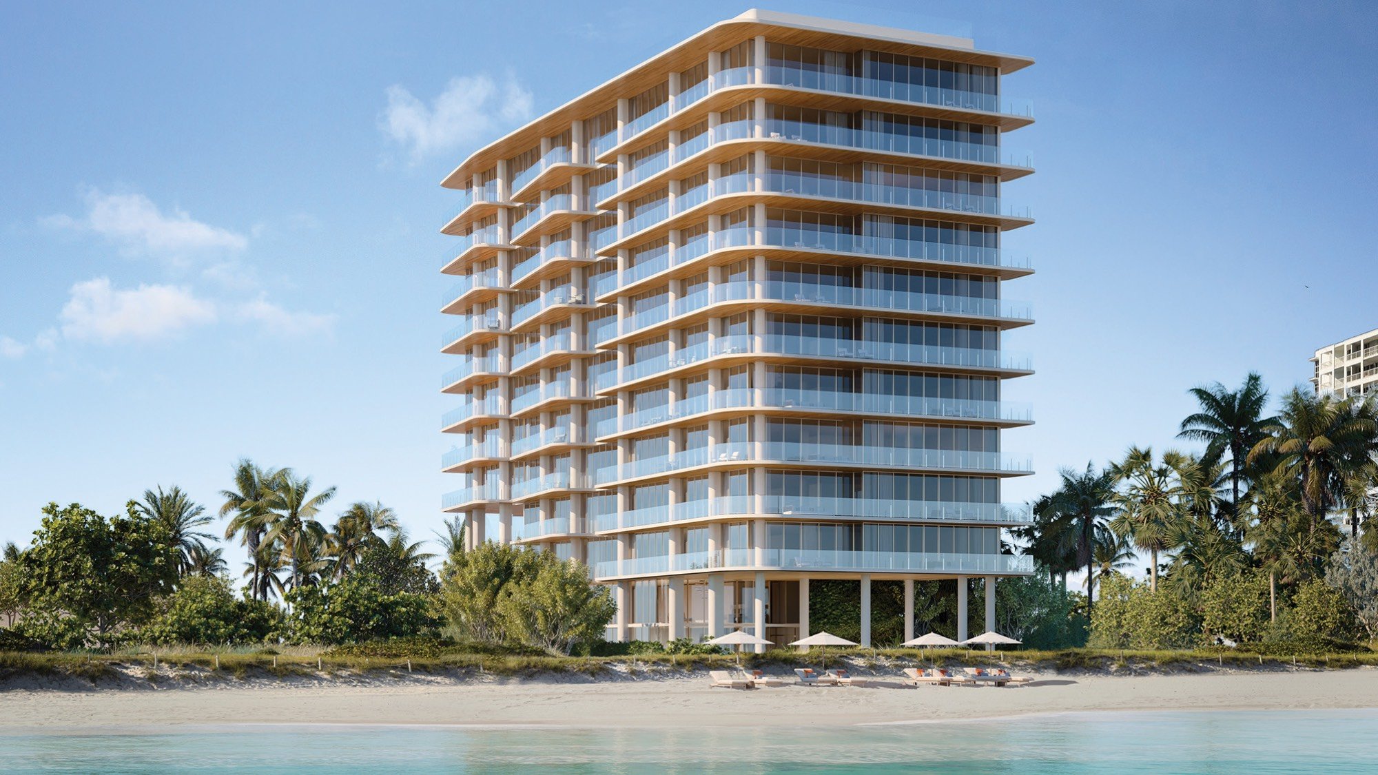 Ocean House, Surfside contemporary beachfront condo architecture; boutique tower of luxury and ultra luxury condos; resale. Featuring modern.