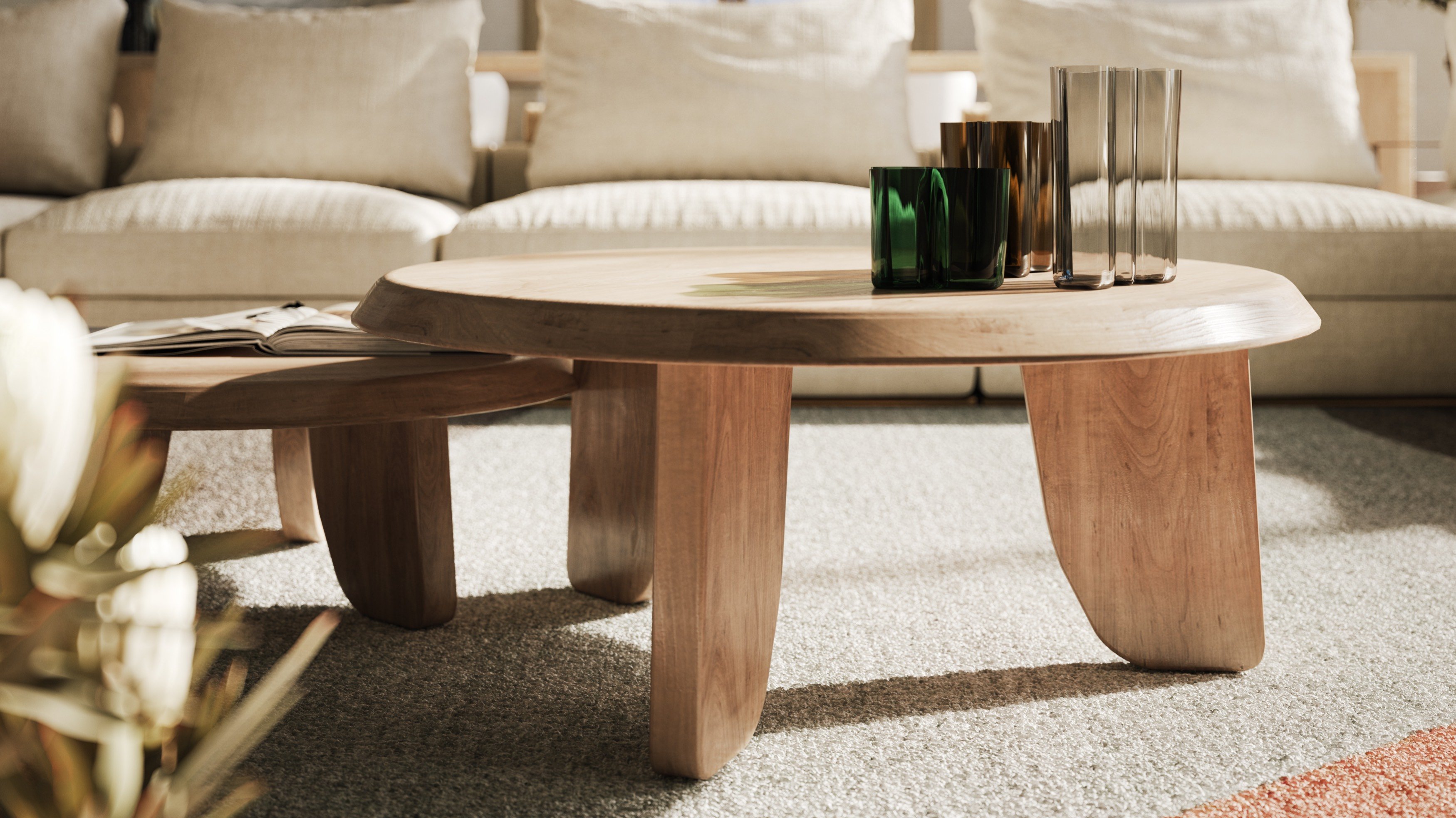 One Park Tower by Turnberry living room decor with modern coffee table in North Miami; luxury interiors for ultra luxury preconstruction condos.