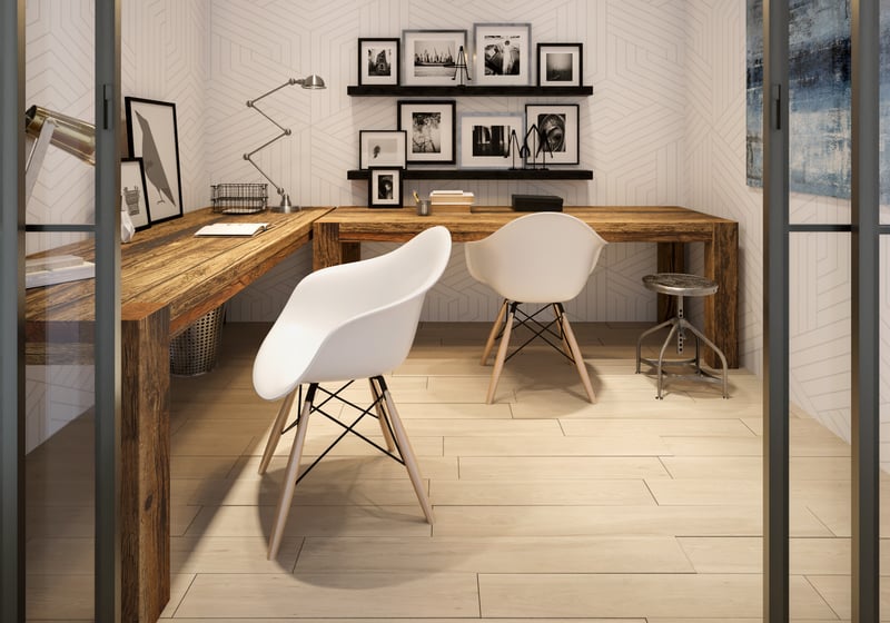 One Park Tower by Turnberry modern home office in North Miami’s SoLé Mia; luxury workspace within ultra luxury preconstruction condos. Featuring interior.