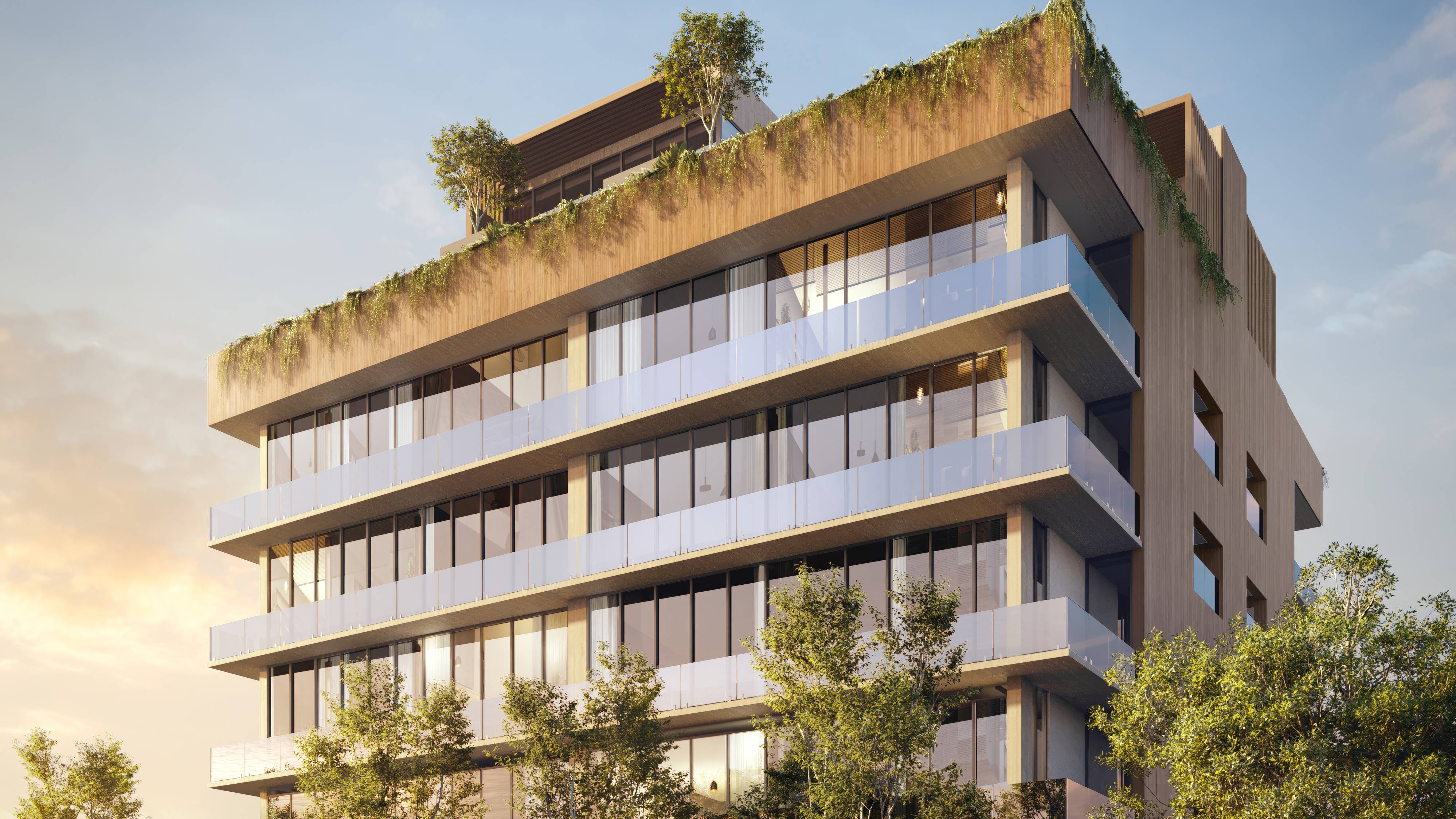 Opus Coconut Grove contemporary building exterior, showcasing luxury and ultra luxury preconstruction condos in Coconut Grove. Featuring modern and architectural.