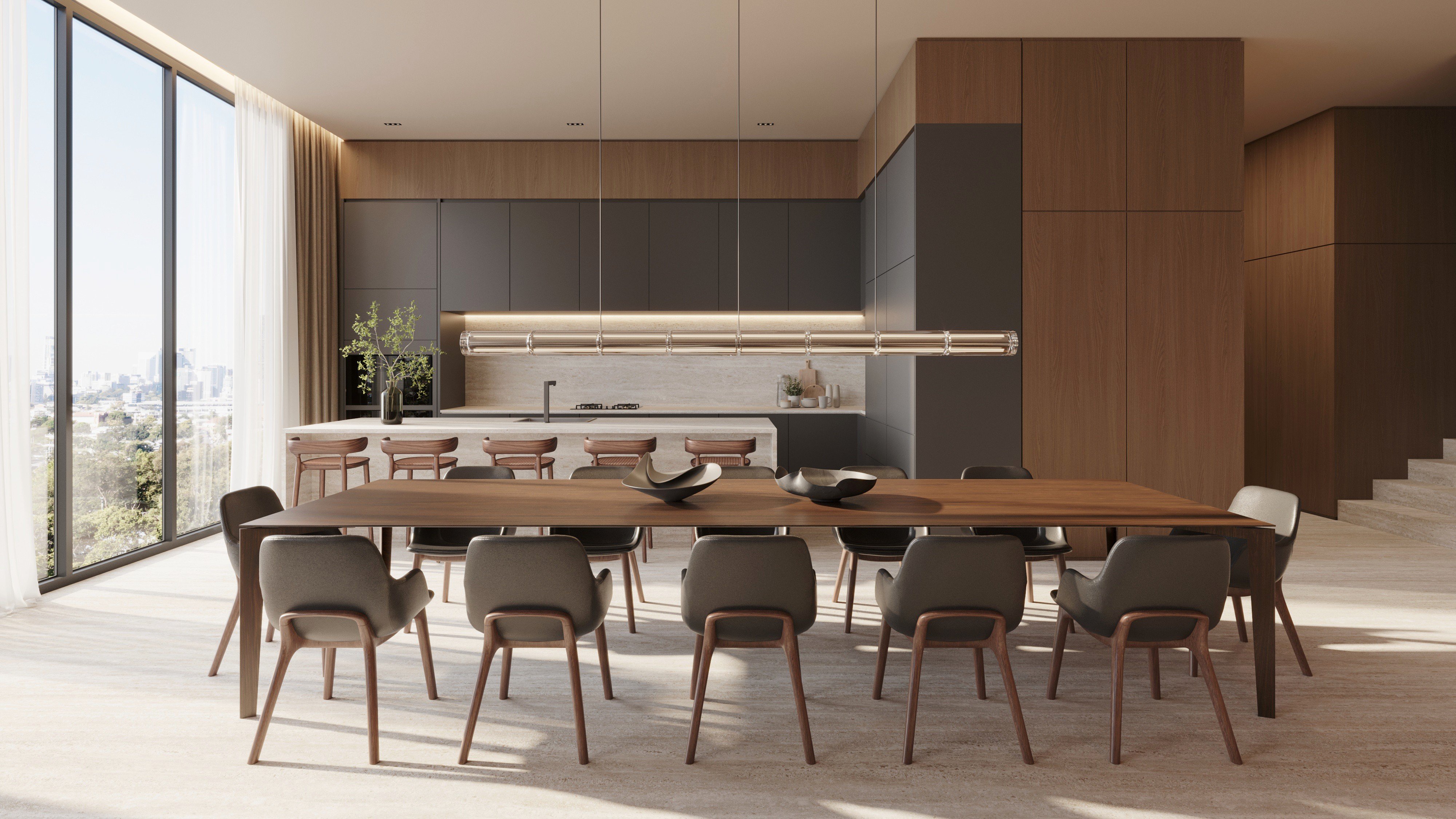 Opus Coconut Grove modern dining room interior, luxury and ultra luxury preconstruction condos design in Miami.