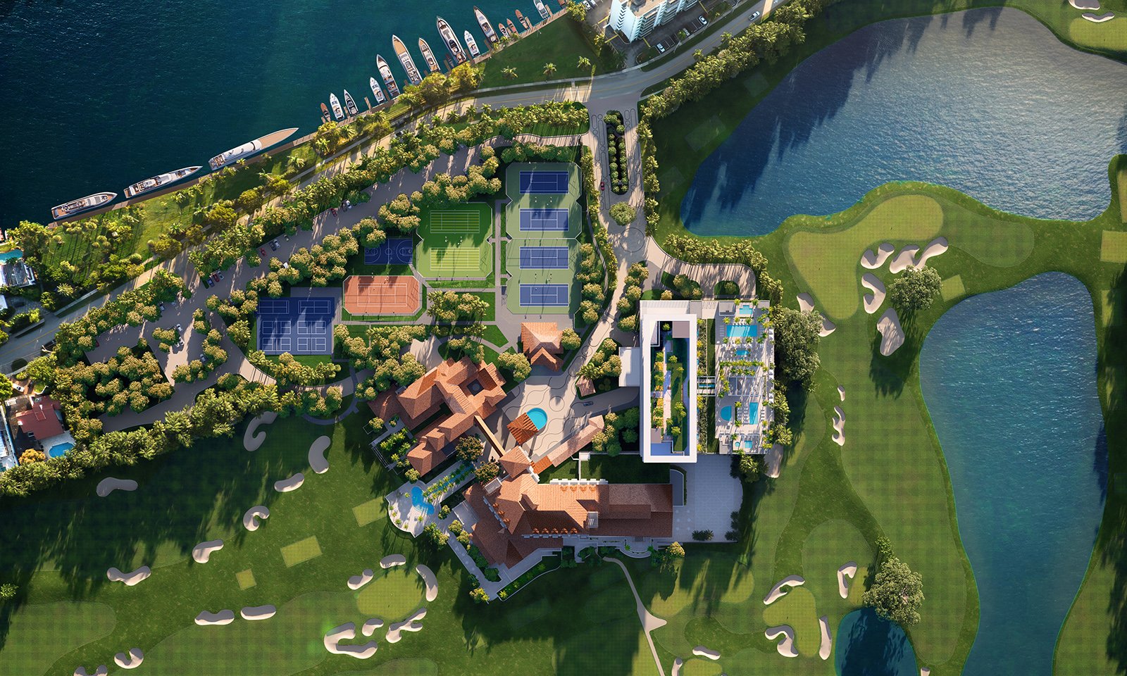 Shell Bay by Auberge, Hallandale Beach resort aerial over golf and water—master‑planned enclave of luxury and ultra luxury condos; preconstruction.