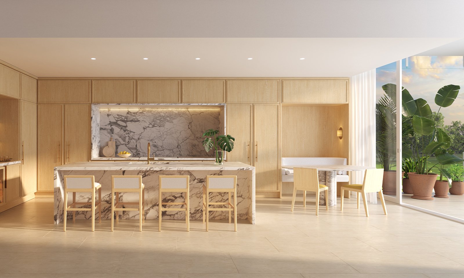 Shell Bay by Auberge, Hallandale Beach modern kitchen interior, premium appliances in luxury and ultra luxury condos; preconstruction.
