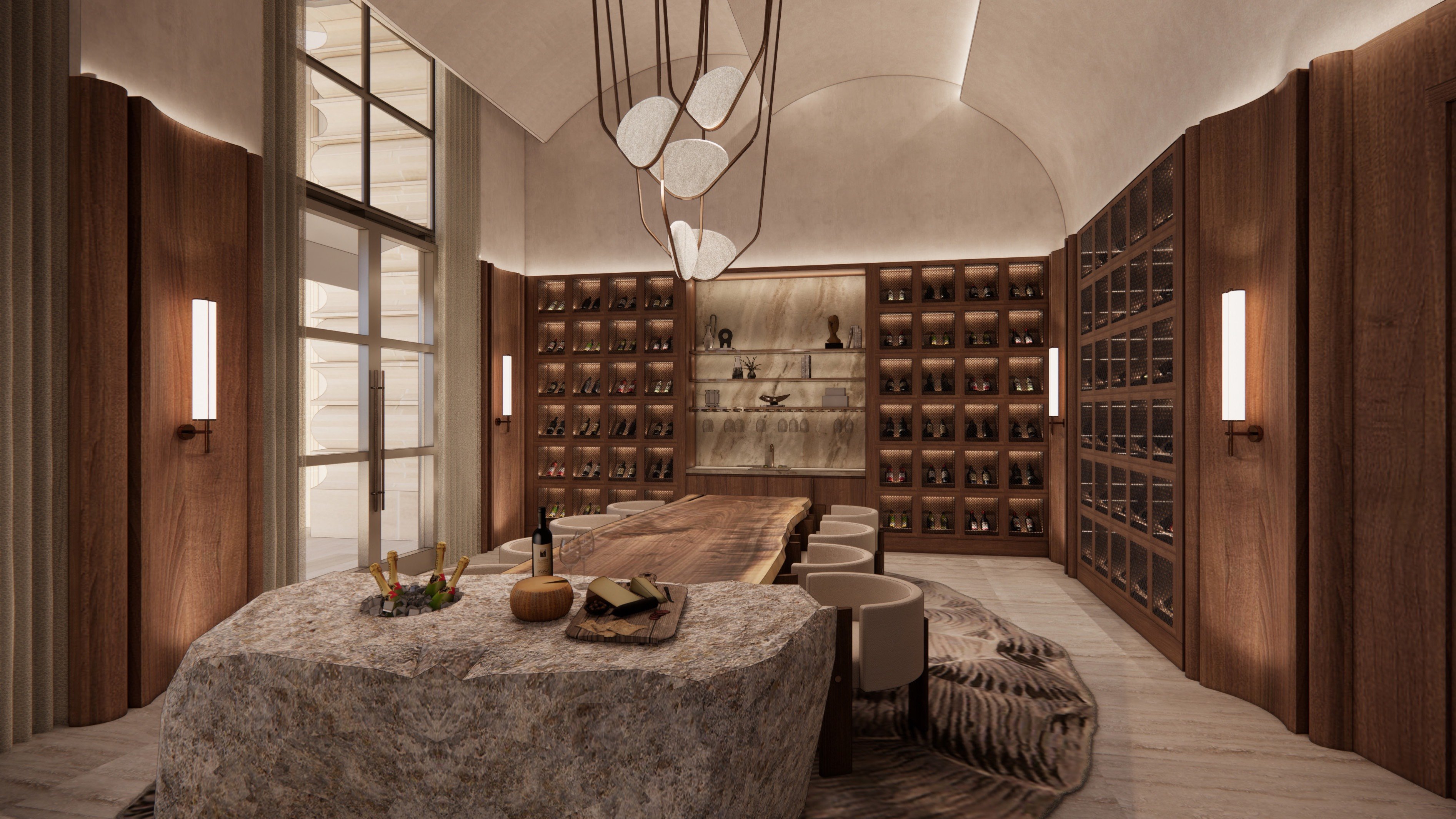 St. Regis Brickell curated wine cellar. Brickell, Miami, collector amenity for luxury and ultra luxury condos; preconstruction. Featuring luxurious and interior.