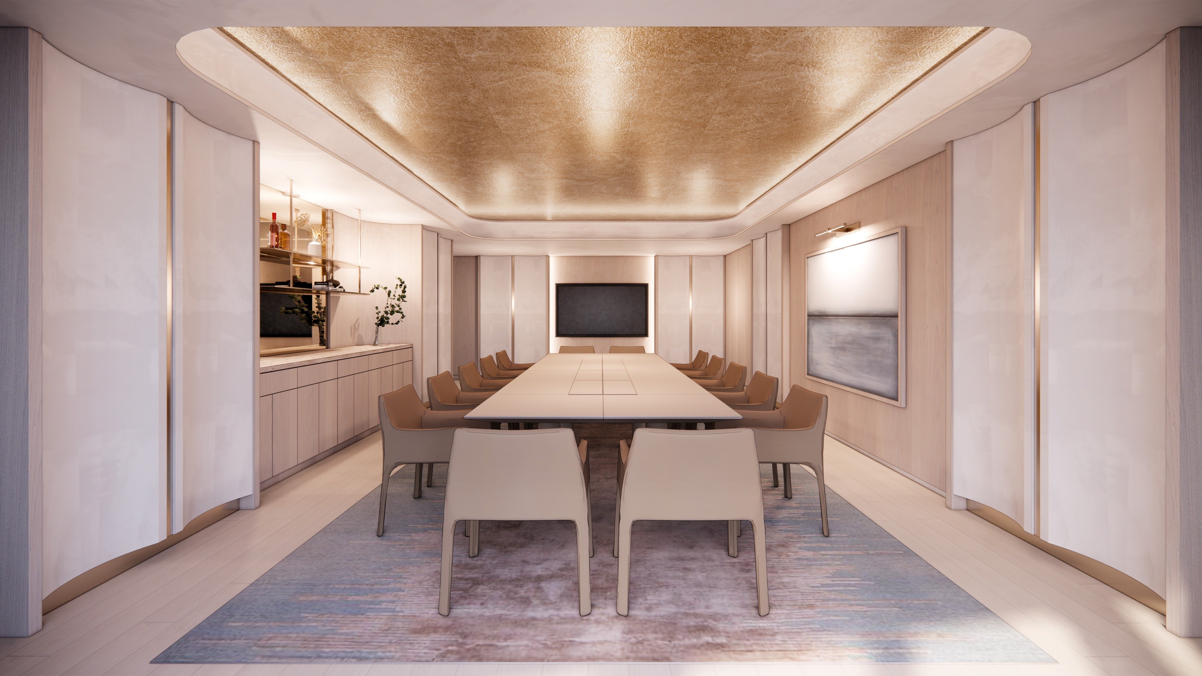 St. Regis Brickell, Brickell Miami modern conference room, executive amenity for luxury and ultra luxury condos; preconstruction. Featuring interior.