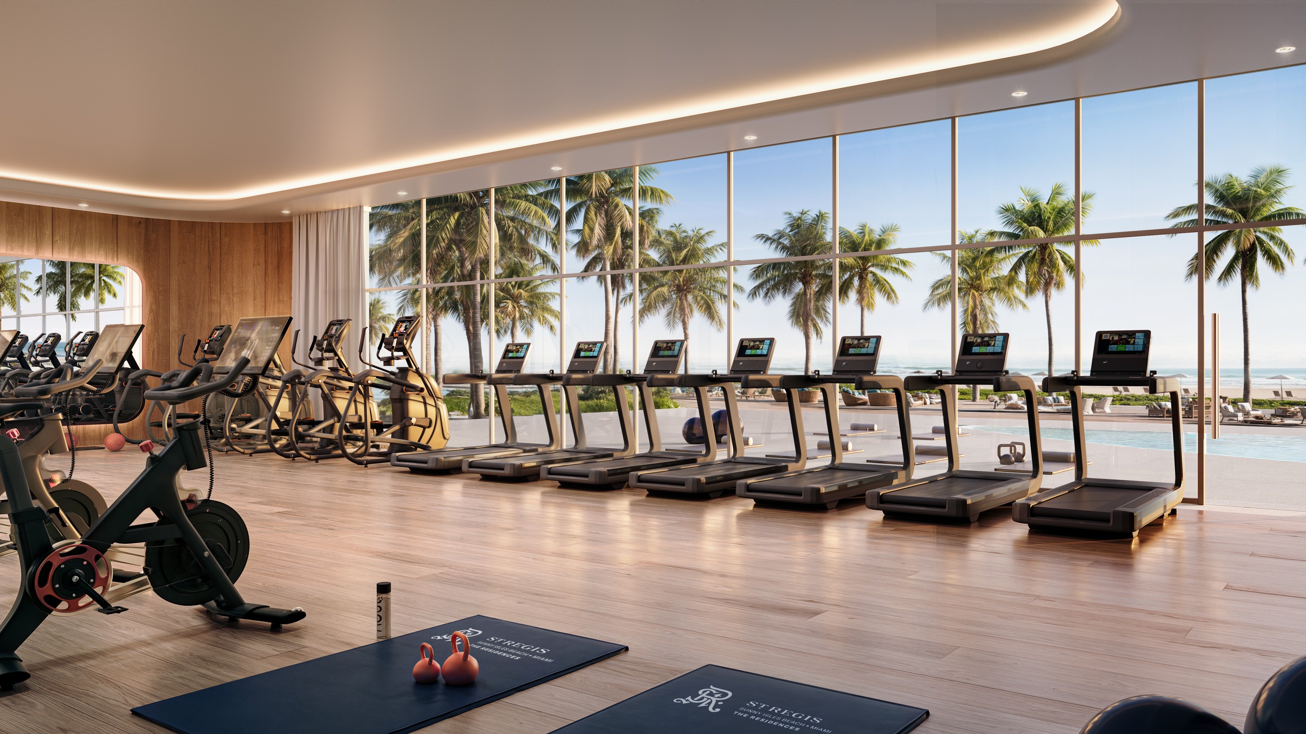 St. Regis Sunny Isles, Sunny Isles Beach gym with ocean view, state‑of‑the‑art fitness for luxury and ultra luxury condos; preconstruction.
