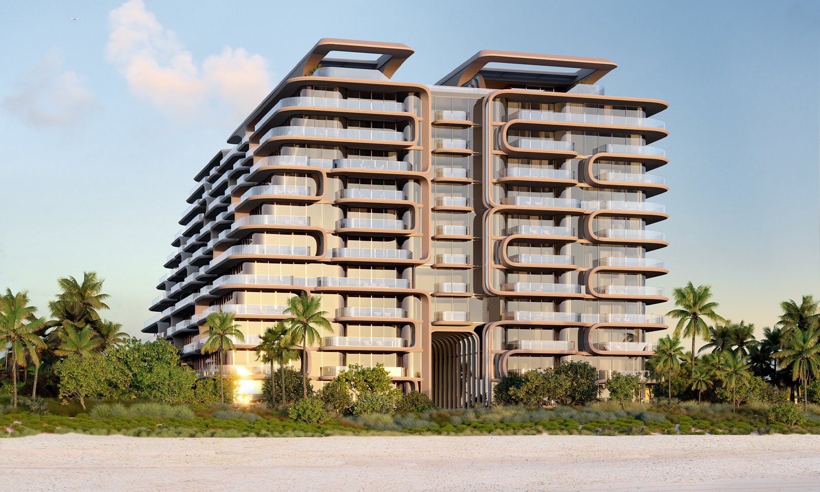 The Delmore, Surfside Miami modern beachfront condo architecture, glass‑lined ultra luxury and luxury condos; preconstruction.