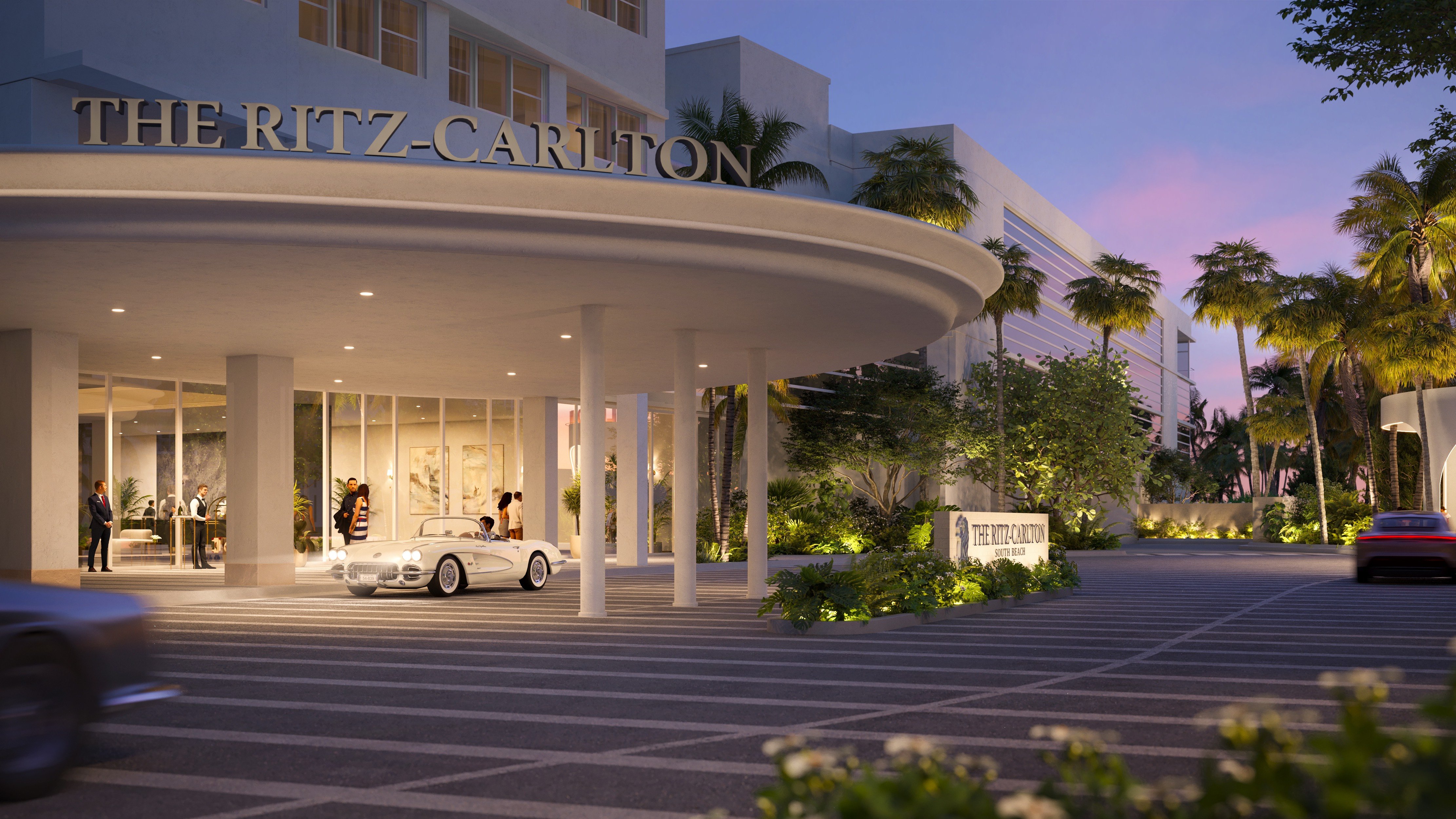 The Ritz‑Carlton South Beach entrance, Miami Beach, iconic oceanfront landmark amid luxury and ultra luxury condos; strong resale market.