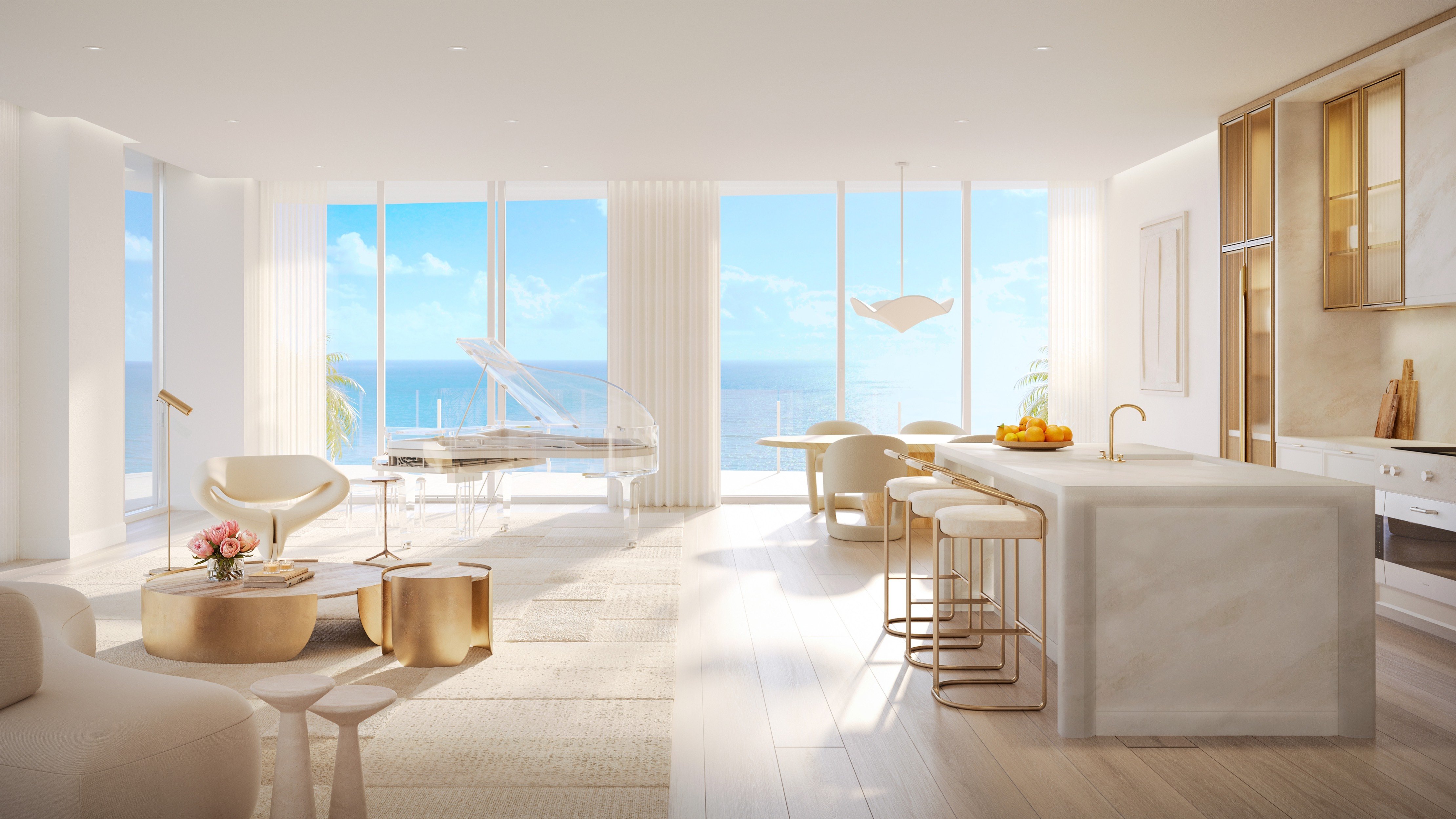 The Ritz‑Carlton South Beach serene interior with seaside view, Miami Beach—boutique style in luxury and ultra luxury condos; resale.