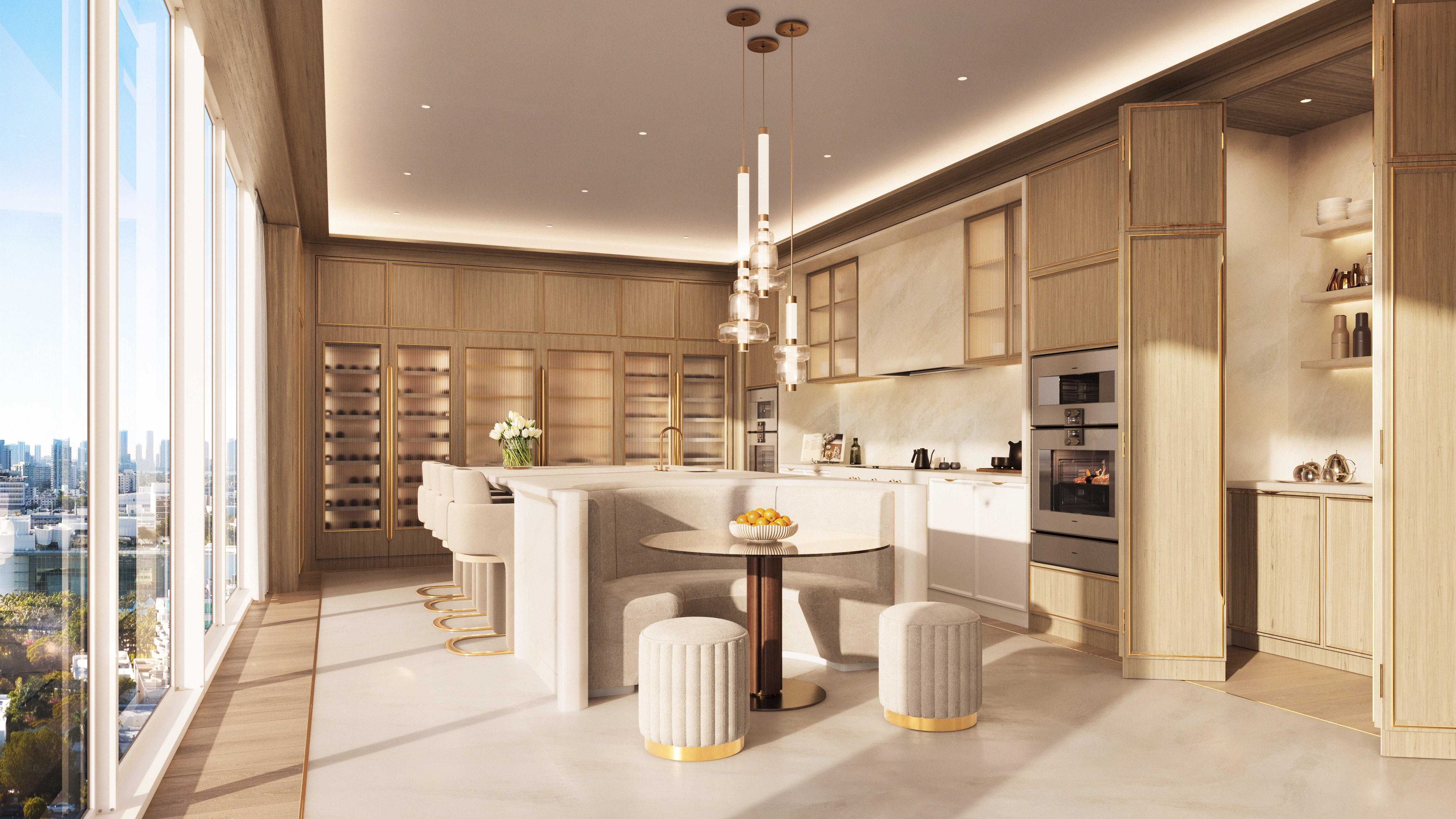 The Ritz‑Carlton South Beach modern kitchen interior design, Miami Beach, chef‑ready space in luxury and ultra luxury condos; resale.
