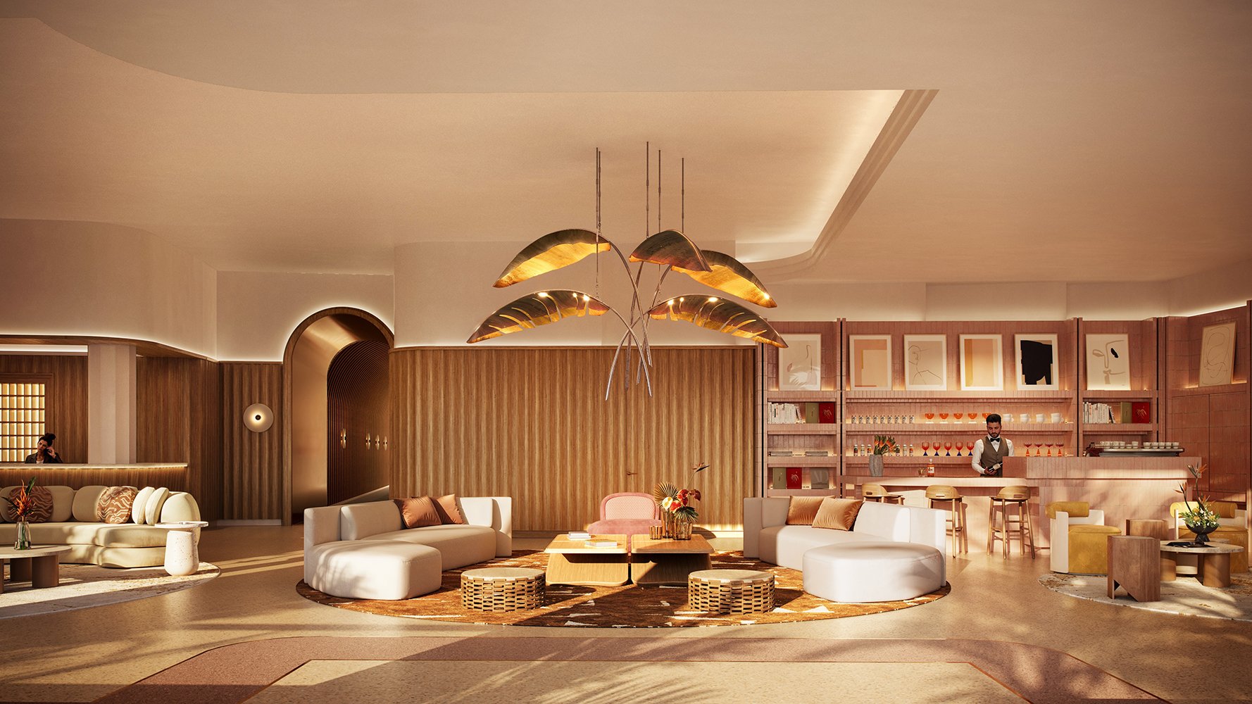 The Ritz‑Carlton South Beach lounge interior design, Miami Beach, club ambiance for luxury and ultra luxury condos; resale. Featuring modern.