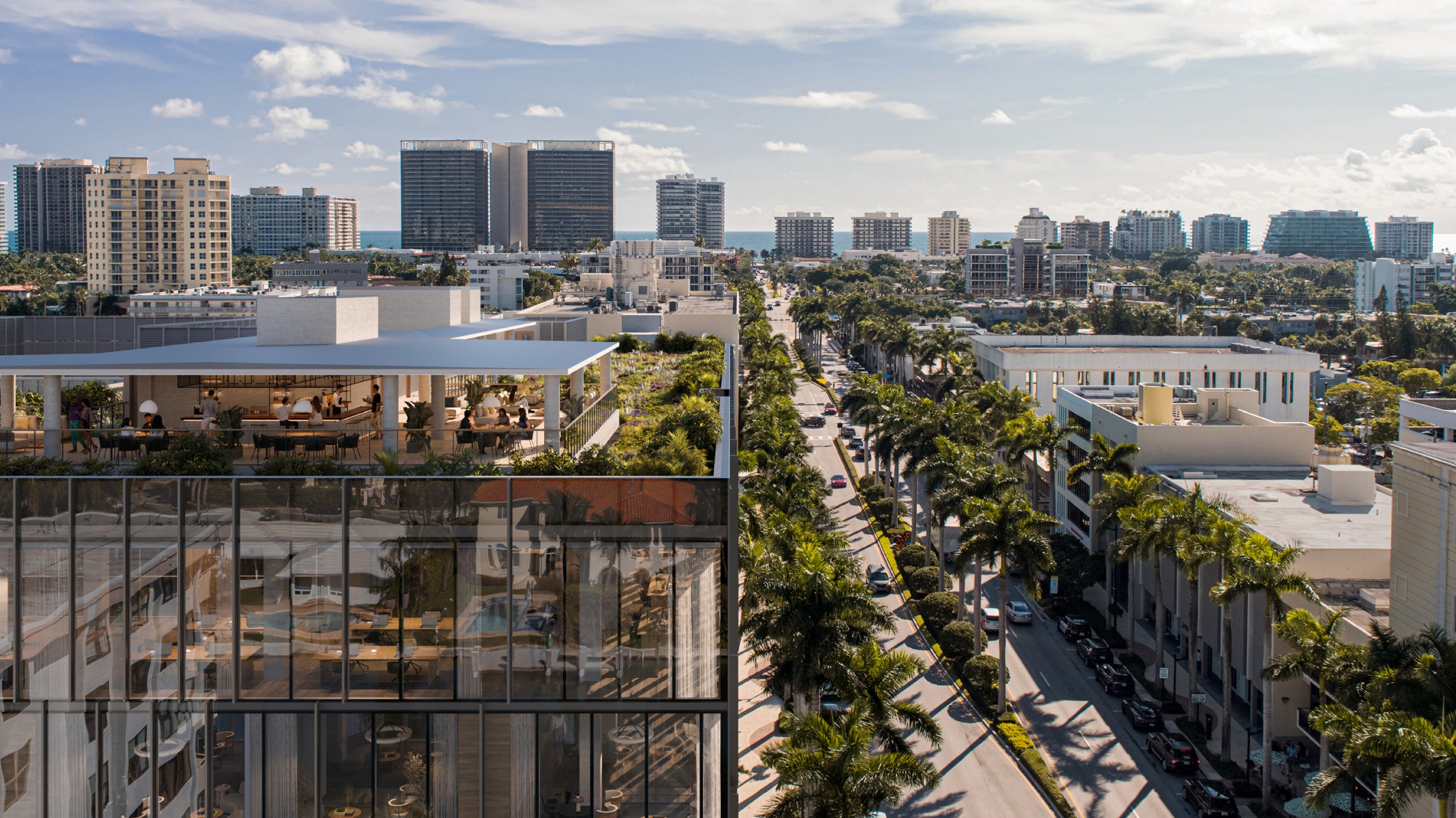 THE WELL Bay Harbor Islands cityscape and modern architecture. Bay Harbor Islands, Miami; luxury and ultra luxury condos; preconstruction.