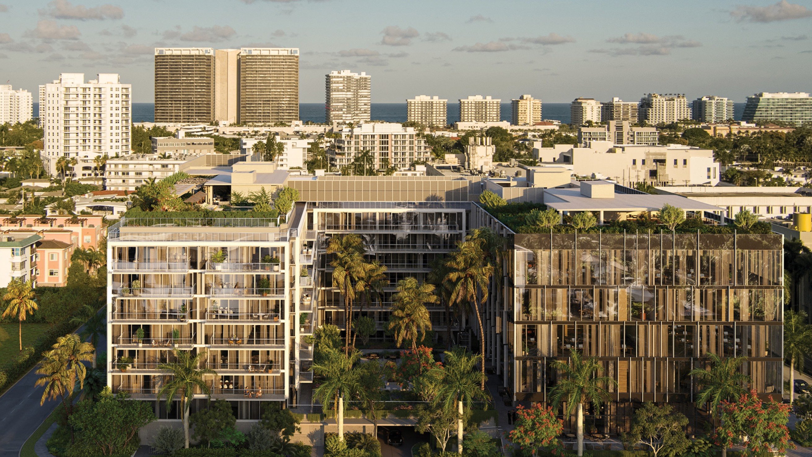 THE WELL Bay Harbor Islands landscaped architecture near Miami waterways. Bay Harbor Islands; luxury and ultra luxury condos; preconstruction. Featuring modern, architectural, and landscape.