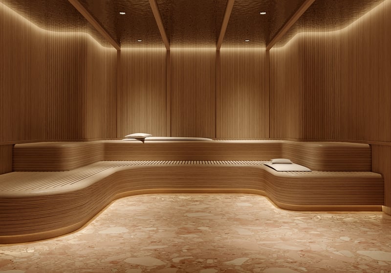 THE WELL Bay Harbor Islands, Miami spa interior design with treatment lounge, wellness sanctuary for luxury and ultra luxury condos; preconstruction. Featuring modern.