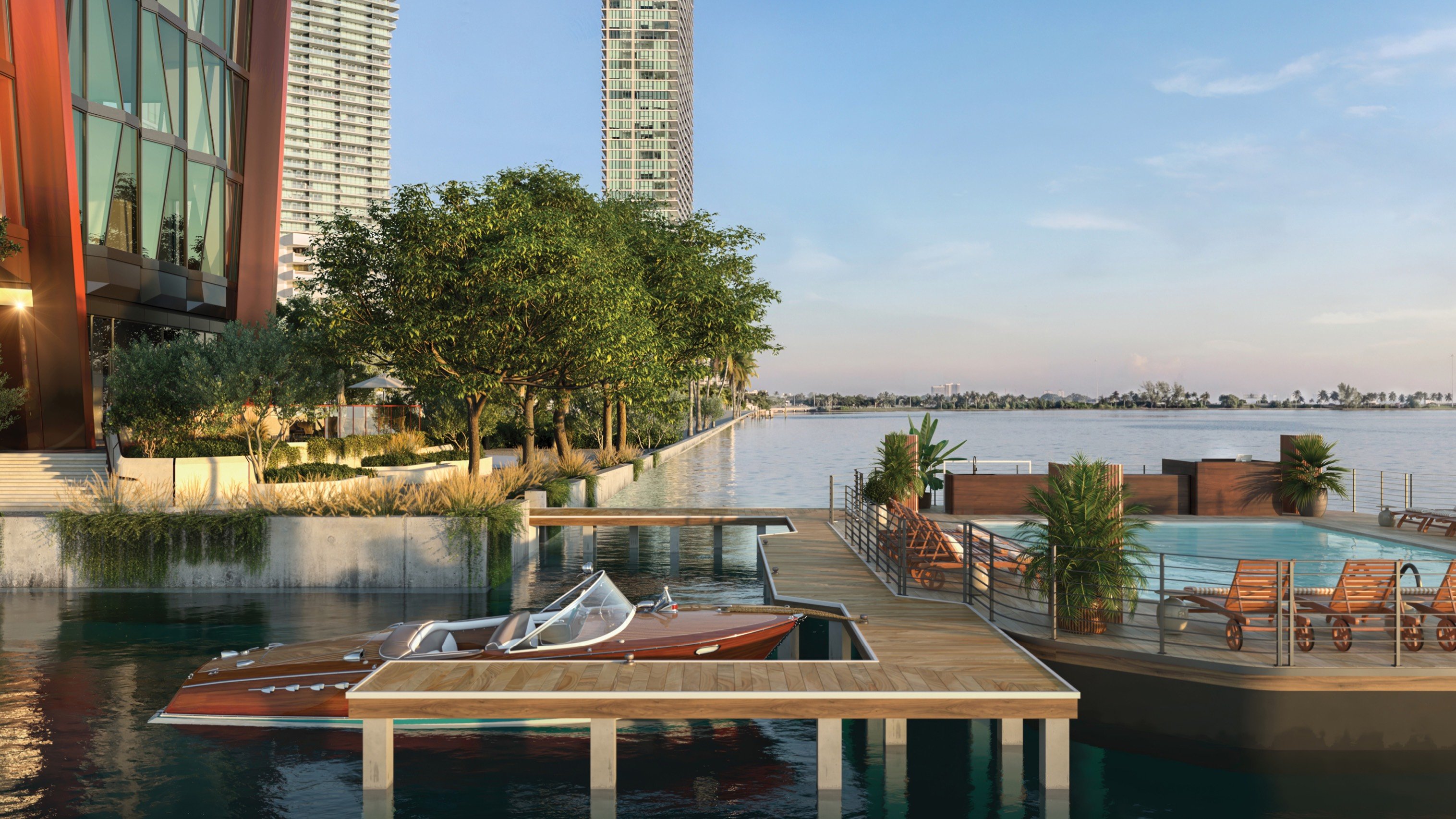 Villa Miami, Edgewater waterfront boat pavilion and modern marina infrastructure, bay access for luxury and ultra luxury condos; preconstruction.