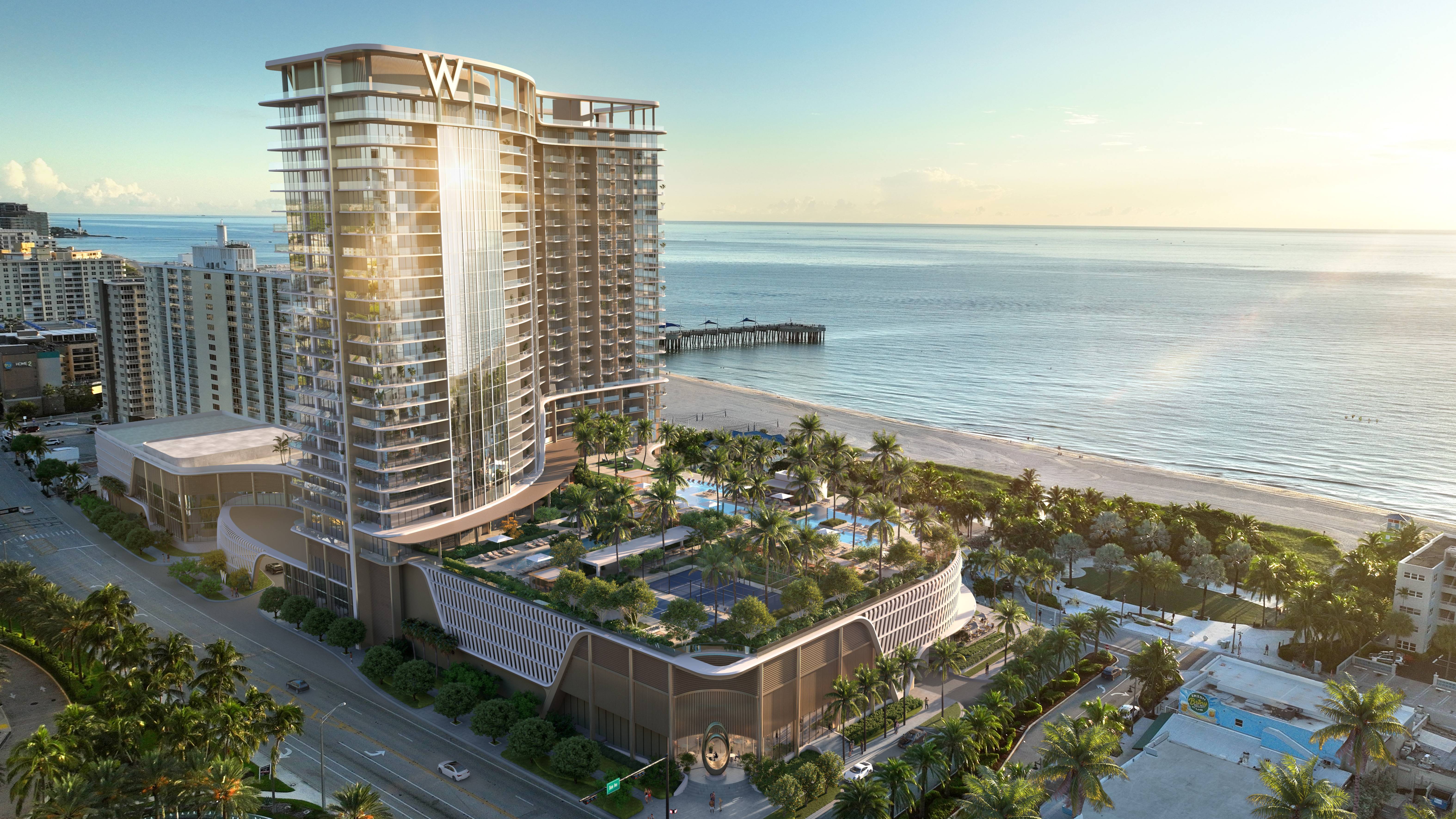 W Pompano Beach Residences beautiful oceanfront view in Pompano Beach, highlighting luxury and ultra luxury preconstruction condos.