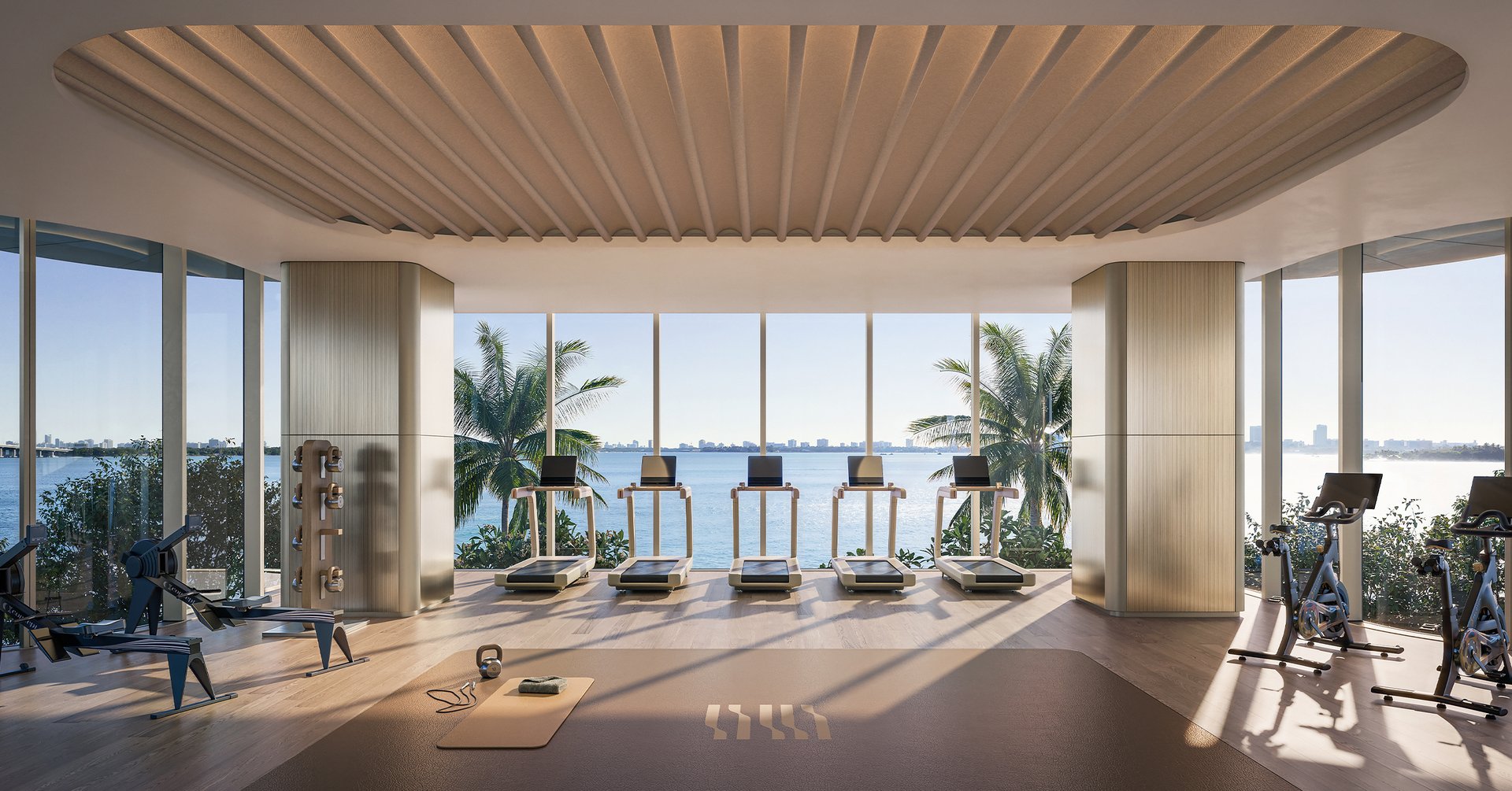 A dedicated fitness center and movement studio support personalized routines through circuit-based training and spaces designed for daily consistency. The wellness approach encourages strength, mobility, and longevity, giving residents refined environments to maintain balance while staying connected to the energy of the bay.