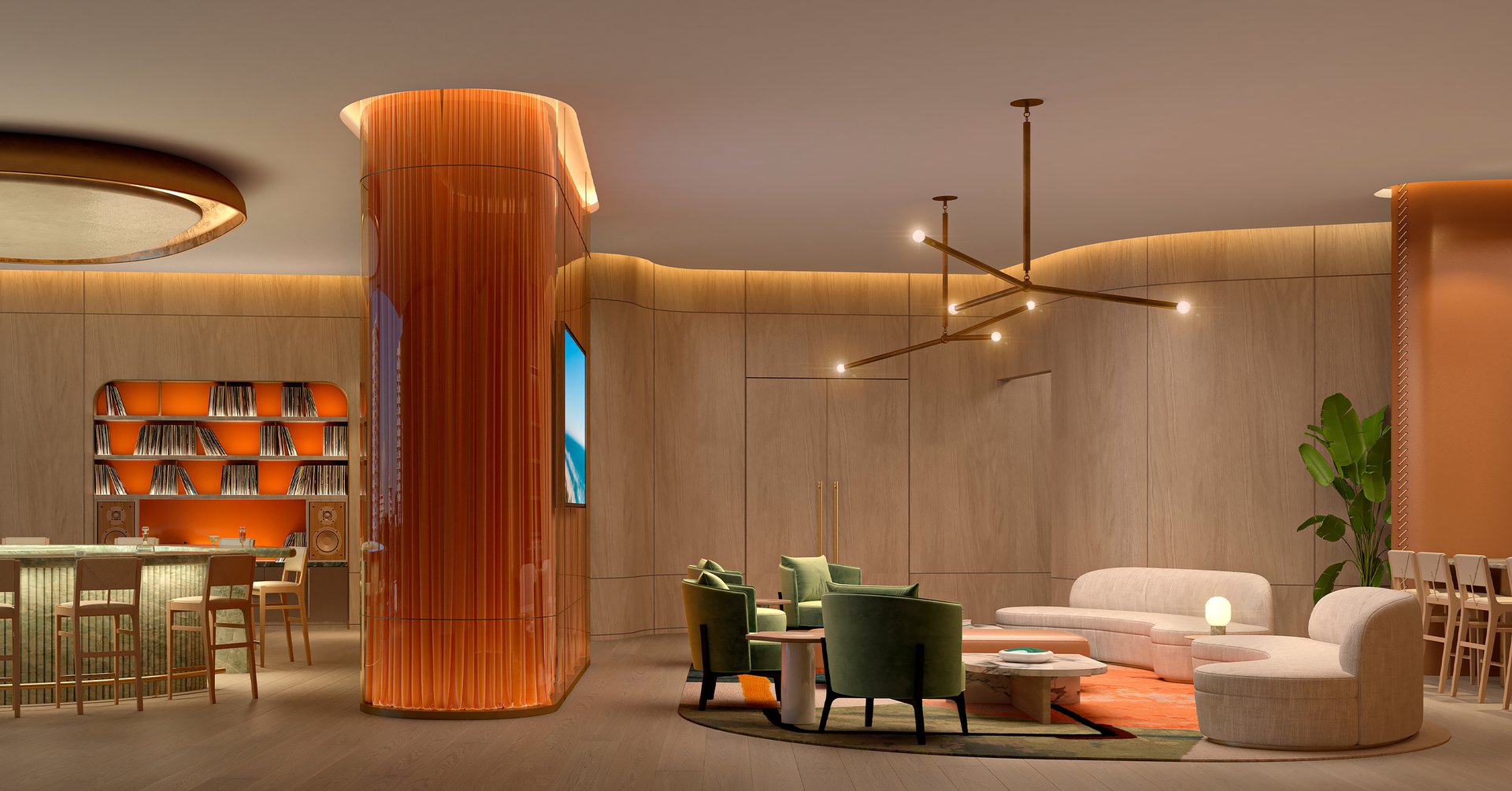 A vibrant social hub fostering a sense of community, hosting cultural events, live music performances, a refined speakeasy, and engaging culinary tastings.