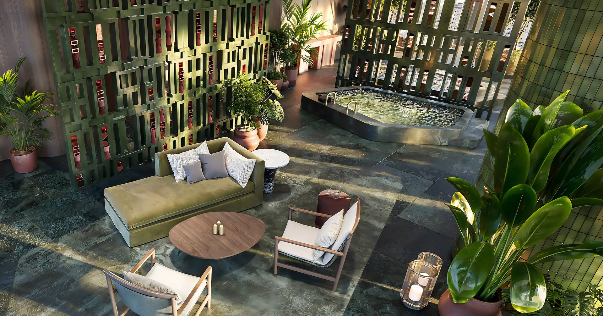 Private cinema, gaming rooms, and lounges for leisure and social interaction. Exclusive access to Jean-Georges dining and private rooftop pools with resort-style decks for enhanced recreational experiences.