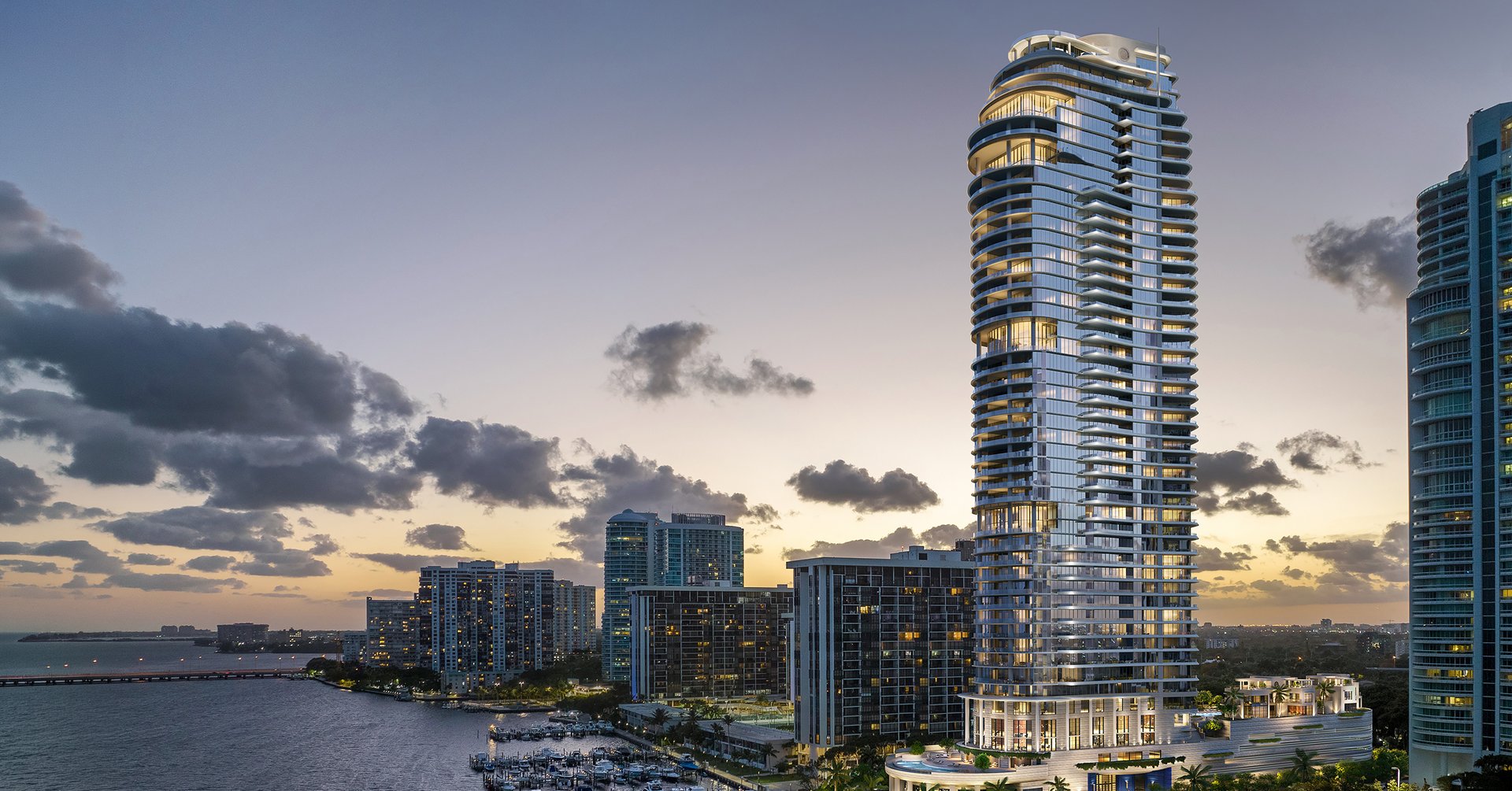 Set along over 800 linear feet of South Brickell bayfront, the address occupies a quieter waterfront position moments from Brickell’s financial core and Coconut Grove. Private marina access, Miami International Airport, and private aviation facilities are within straightforward reach, allowing direct movement between water, business, and international travel. It is a singular Miami enclave where discretion and infrastructure exist in equal measure.
