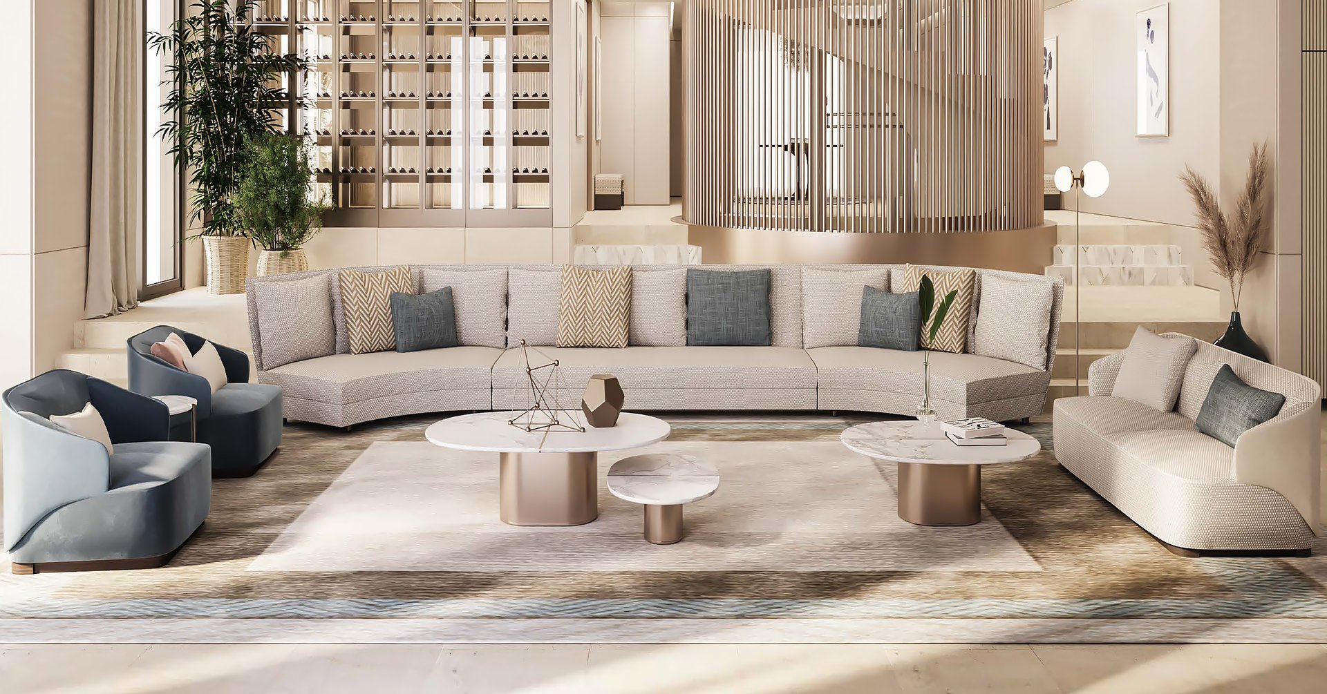 12 custom mansions with contemporary floor plans, integrated pools, European designed kitchens, luxuriously appointed bathrooms, elevators, and private terraces.