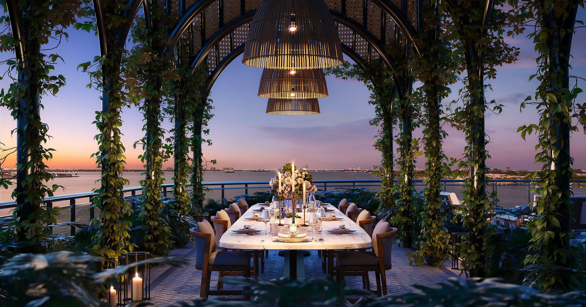 Home to an exquisite waterfront restaurant, offering the best of indoor and outdoor dining experiences. Overlooking the mesmerizing Biscayne Bay, this unique dining venue is the epitome of waterfront luxury.