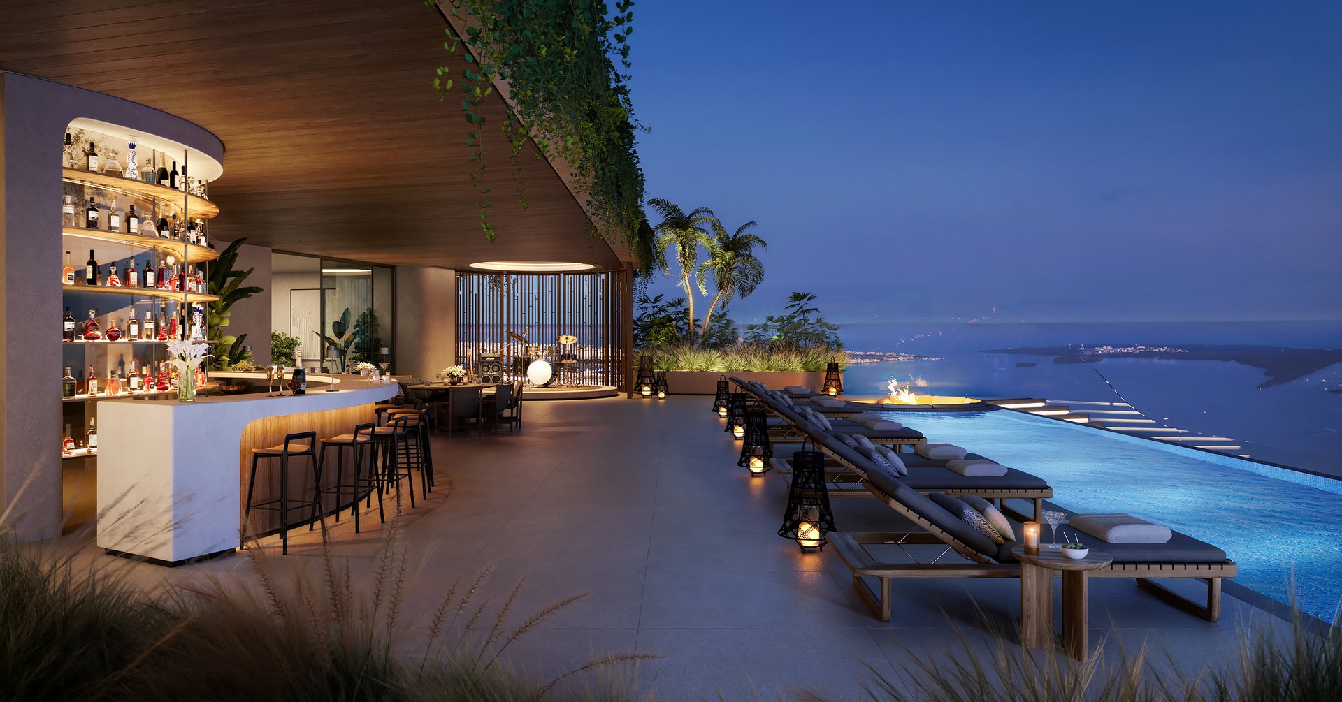 ORA by Casa Tua presents a superior amenity rooftop with luxurious resort-style features such as a refreshing pool, a splendid sky lounge & bar, an inviting show kitchen, as well as private event spaces.