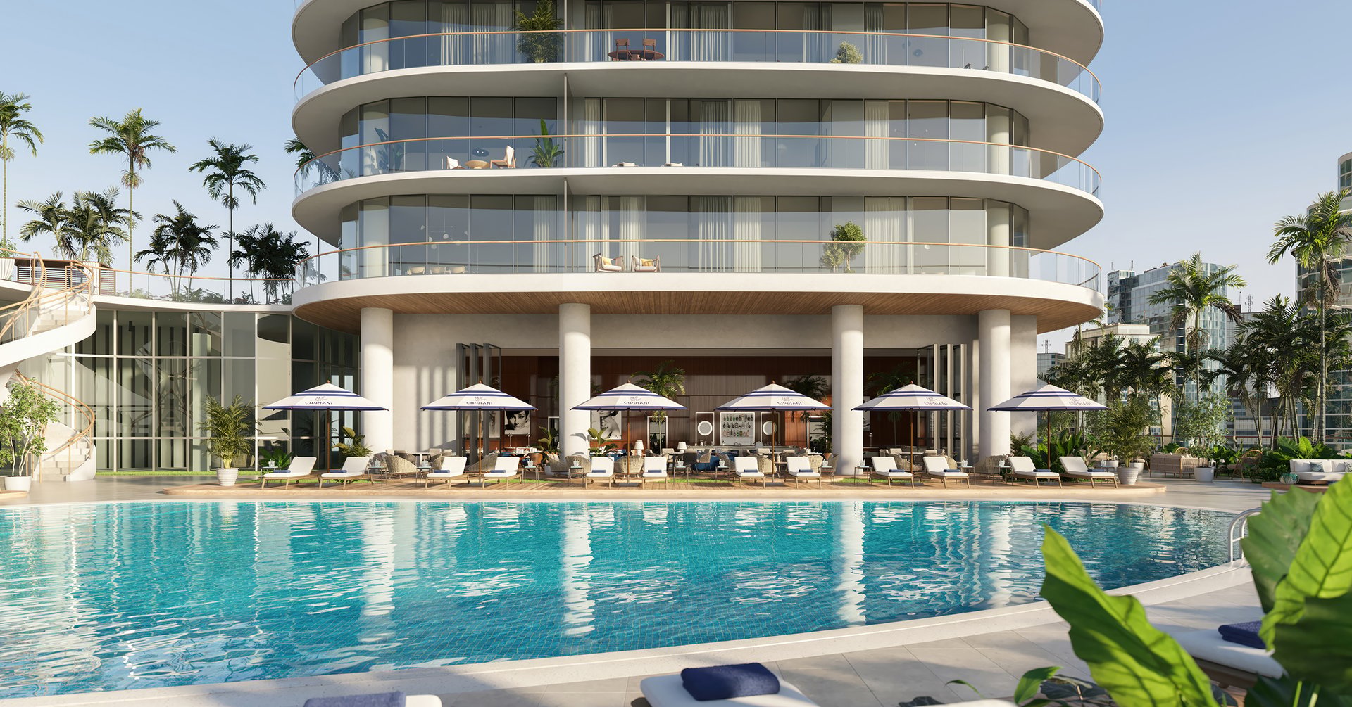 Mast Capital brings Cipriani's hospitality lineage to a residential tower by Arquitectonica, the Miami architecture practice whose work has shaped the city's contemporary skyline. Interior authorship is led by 1508 London, whose global studios are recognized for bespoke residences, private estates, and hospitality interiors defined by restraint and material depth. Noë & Associates directs the visual narrative, aligning the tower's identity with the Venetian provenance of the Cipriani family.
