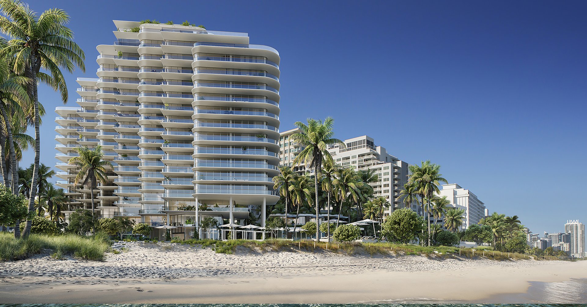 Going out to the beach is easy at The Perigon thanks to its waterfront location just steps away from white sands. An expanse of 200 linear feet of pristine private shoreline, equipped with lounge chairs and umbrellas.