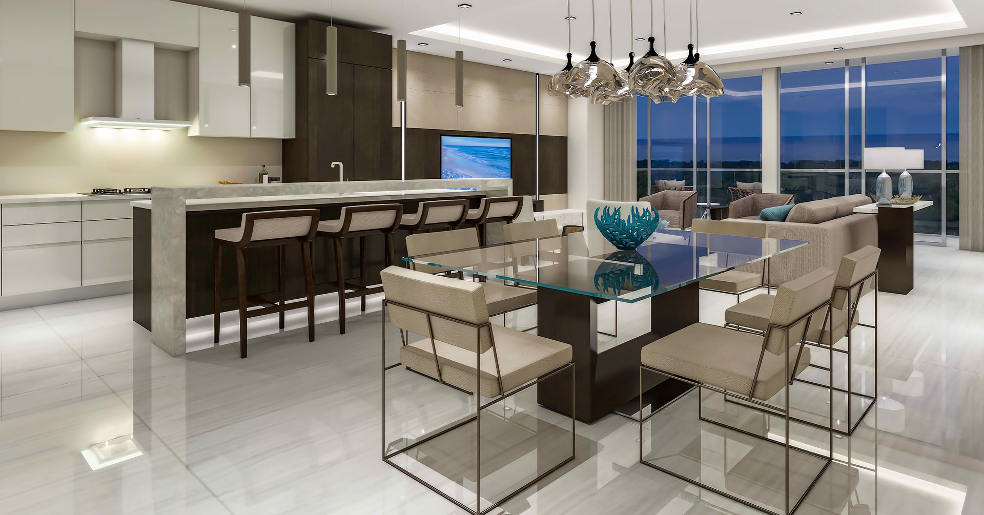 This mega project brings large floor plans featuring great terraces and living areas that offer panoramic views to the golf course, ocean and city skyline. The residential building will be connected to the resort through a sky bridge to take advantage of all the facilities that Mandarin Oriental showcases. The units are precisely designed to bring privacy and comfort from the elevator foyers to the customized kitchens including European cabinetry and high-standard Wolf and Subzero appliances, residents will be able to personalize their home with a wide array of materials and finishes.