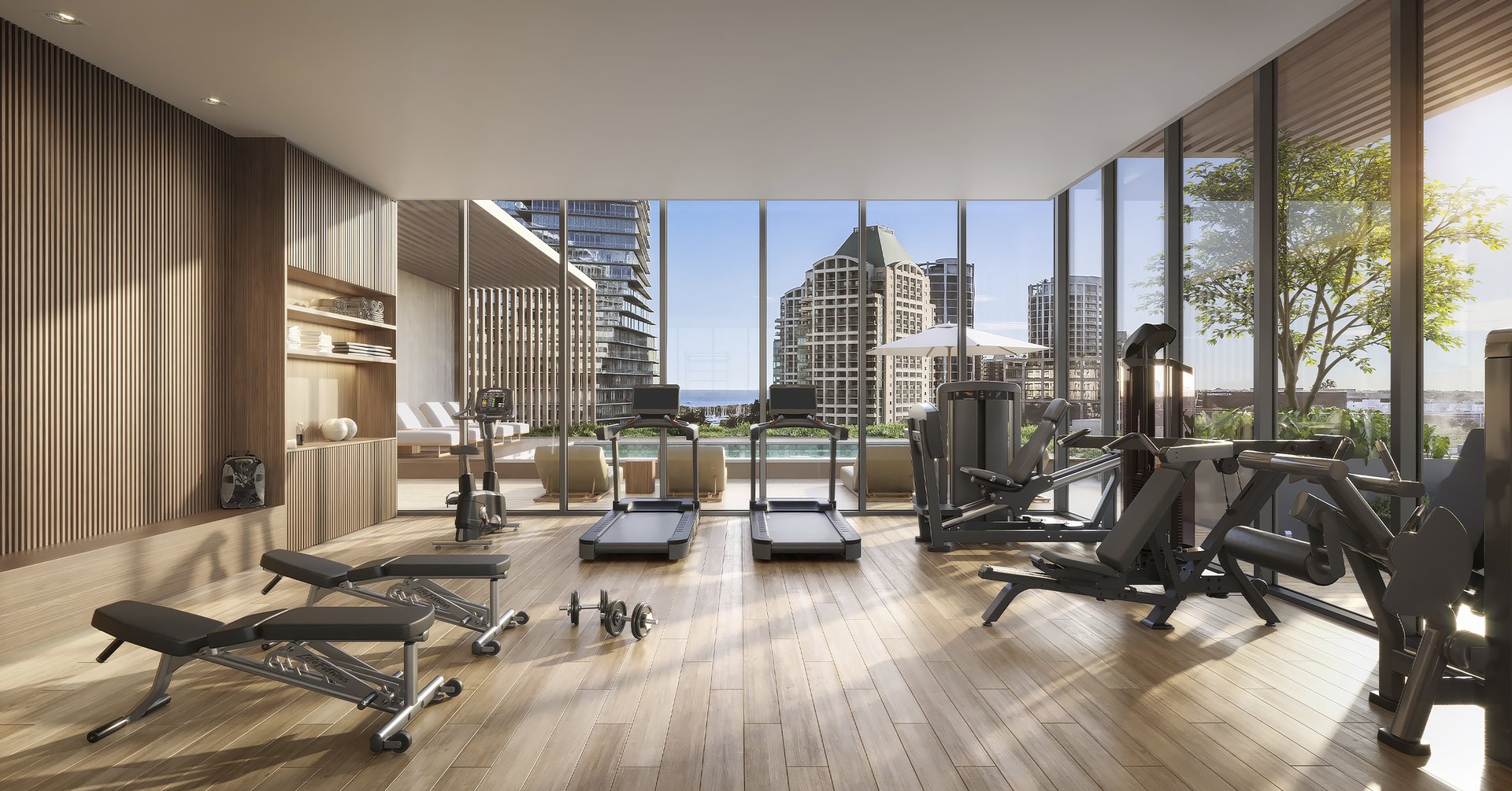 Residents can take advantage of the state-of-the-art rooftop gym, which offers panoramic views for an elevated workout experience. The spa and sauna facilities provide an ideal space for rest and rejuvenation.