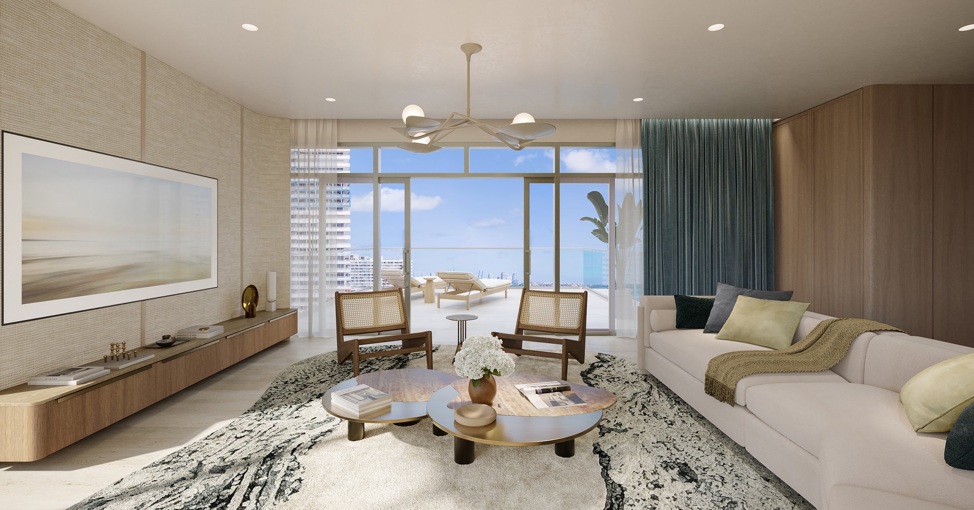 For The Villa, privilege begins with St. Regis Butler Service, Signature Send-Off and Welcome-Home, discreet in-residence deliveries, guest escort, and the quiet operational support of a private household. Beyond the residence, a 50,000-square-foot social and fitness offering encompasses a restaurant by Michelin-starred Fabio Trabocchi, beach club access, a private marina, guest suites, the Drawing Room and Cognac Room, house car service, and fitness programming by The Wright Fit. The result is an address where hospitality extends far beyond the front door.