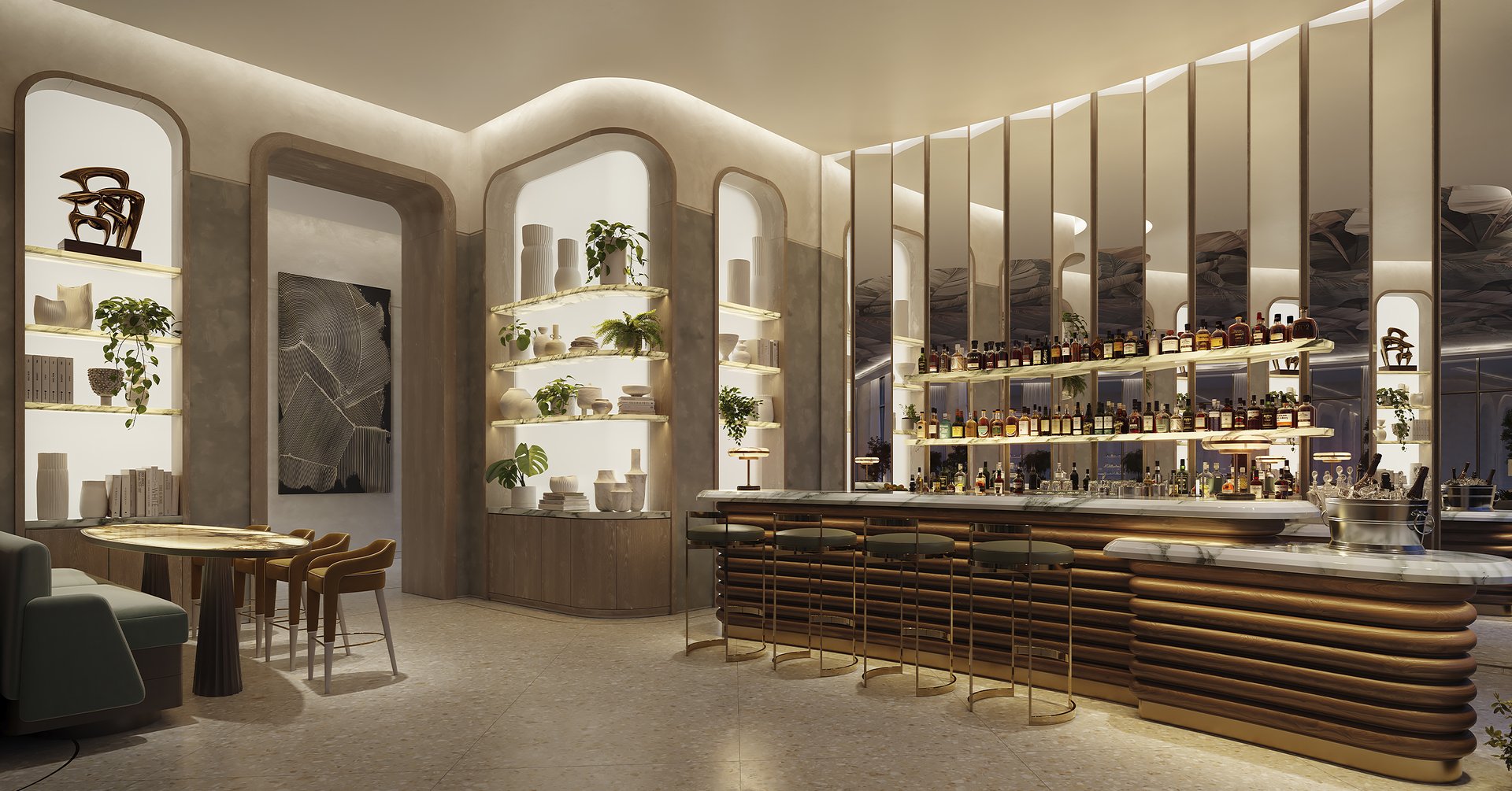 This offering includes a full-service lobby bar managed by Viceroy Hotels & Resorts, along with a café and outdoor lounging areas on the resort deck, creating an inviting atmosphere for relaxed meetings and social moments.