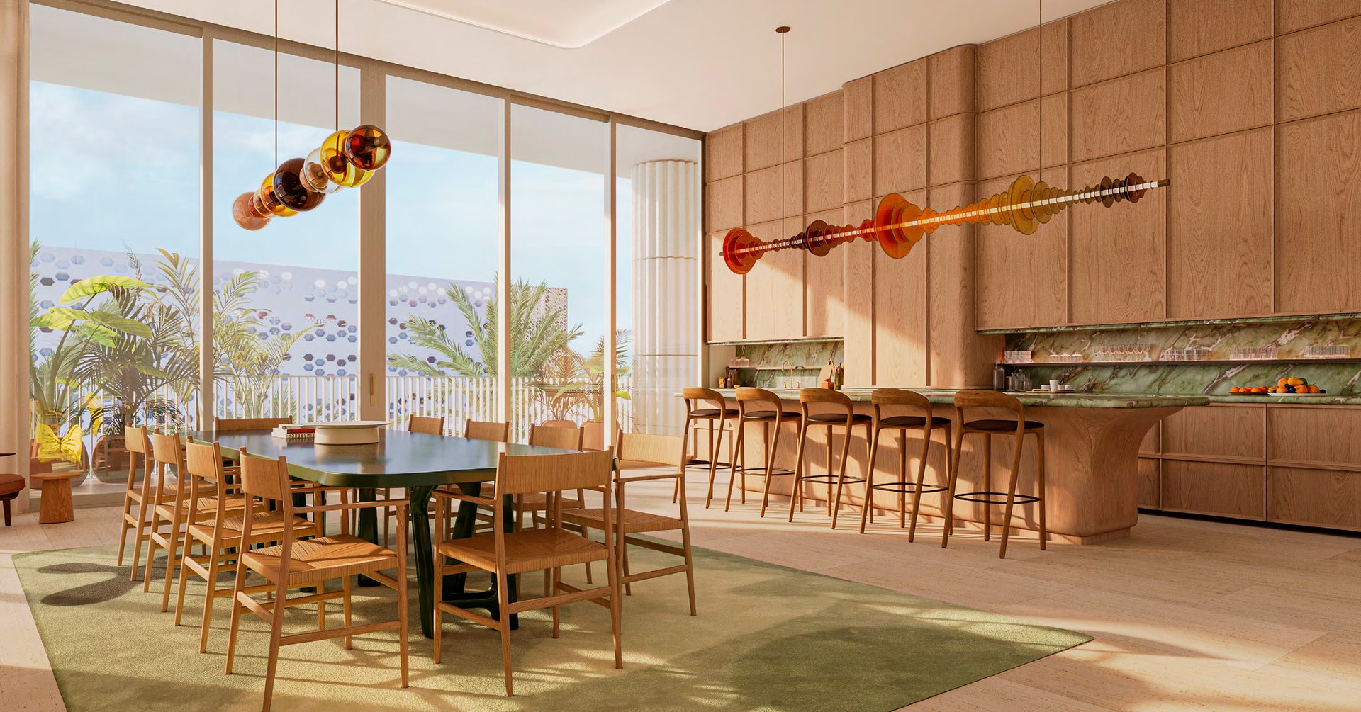 Elegant resident lounges provide quiet places to gather, read, or host intimate moments, echoing the district’s gallery culture. Thoughtfully designed interiors and shaded outdoor zones invite conversation and calm, creating a private social layer above the neighborhood’s art and retail scene.