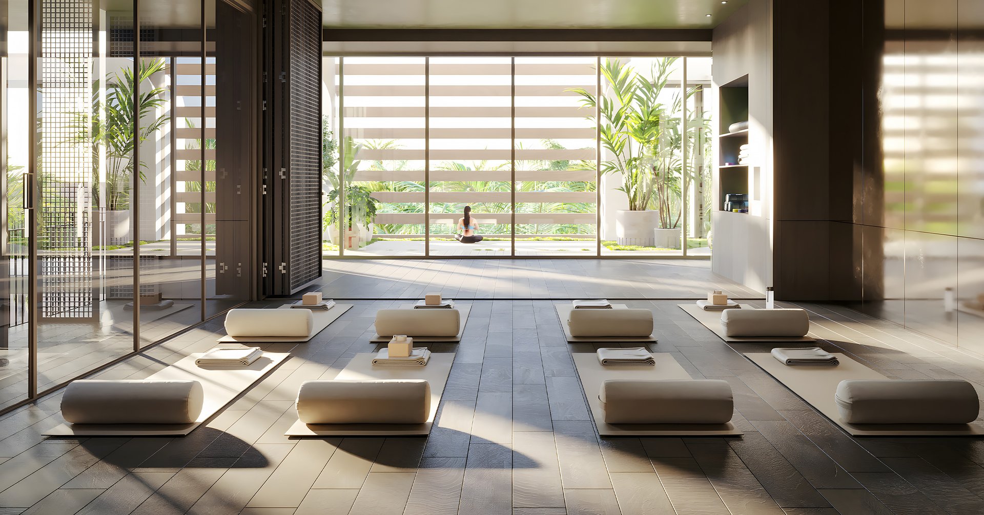 Equipped fitness center with yoga and wellness studios; spa facilities with hot and cold plunge pools, sauna, and steam room for complete relaxation and rejuvenation.