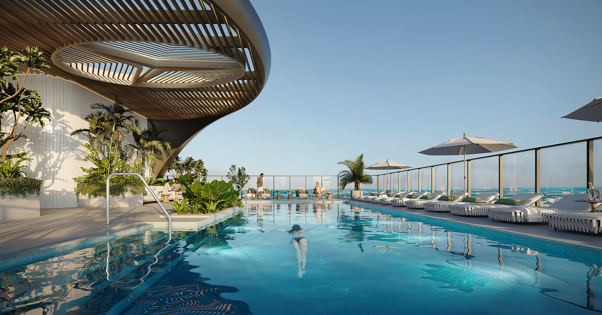 Mercedes-Benz Places features a luxurious pool and spa, providing relaxation and rejuvenation. The serene pool area offers a refreshing retreat, while the top-notch spa services create the perfect haven for unwinding.